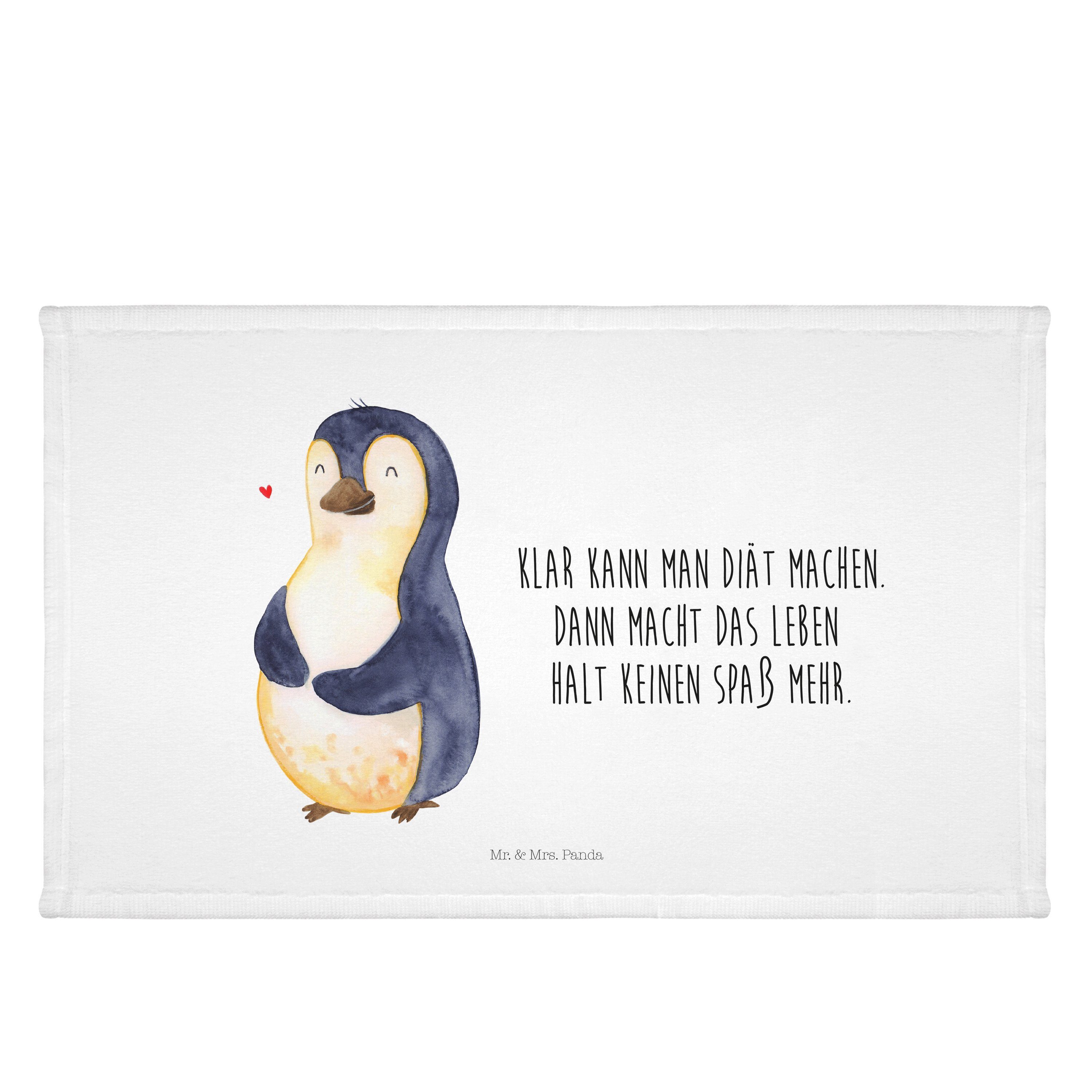 Bauch, Diät Weiß Mr. Pinguin Mrs. (1-St) Gästetuch, Handtuch Pinguin, - & - Motivation, Geschenk, Panda