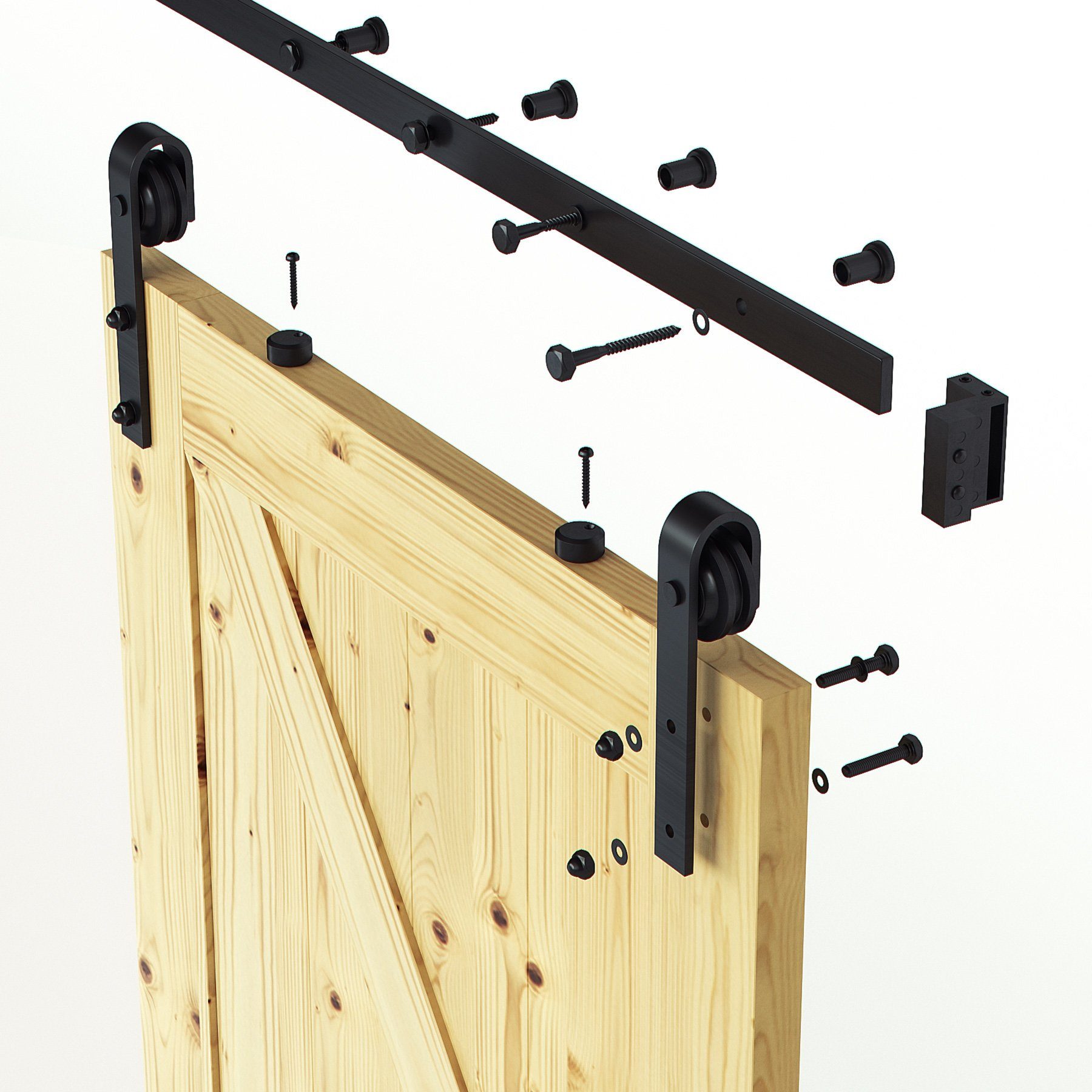 Schiebetürsystem Holztür 150kg 183cm Set Schiebetürbeschlag Schiebetürrolle