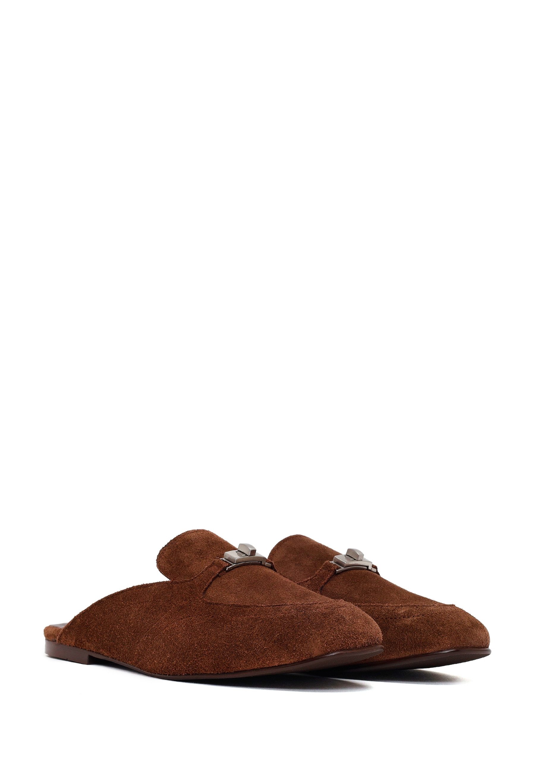 Derimod Loafer-Mules aus Veloursleder Mules Wildleder, Lederfutter, TPU-Sohle, Slip-On-Design, Metallakzent