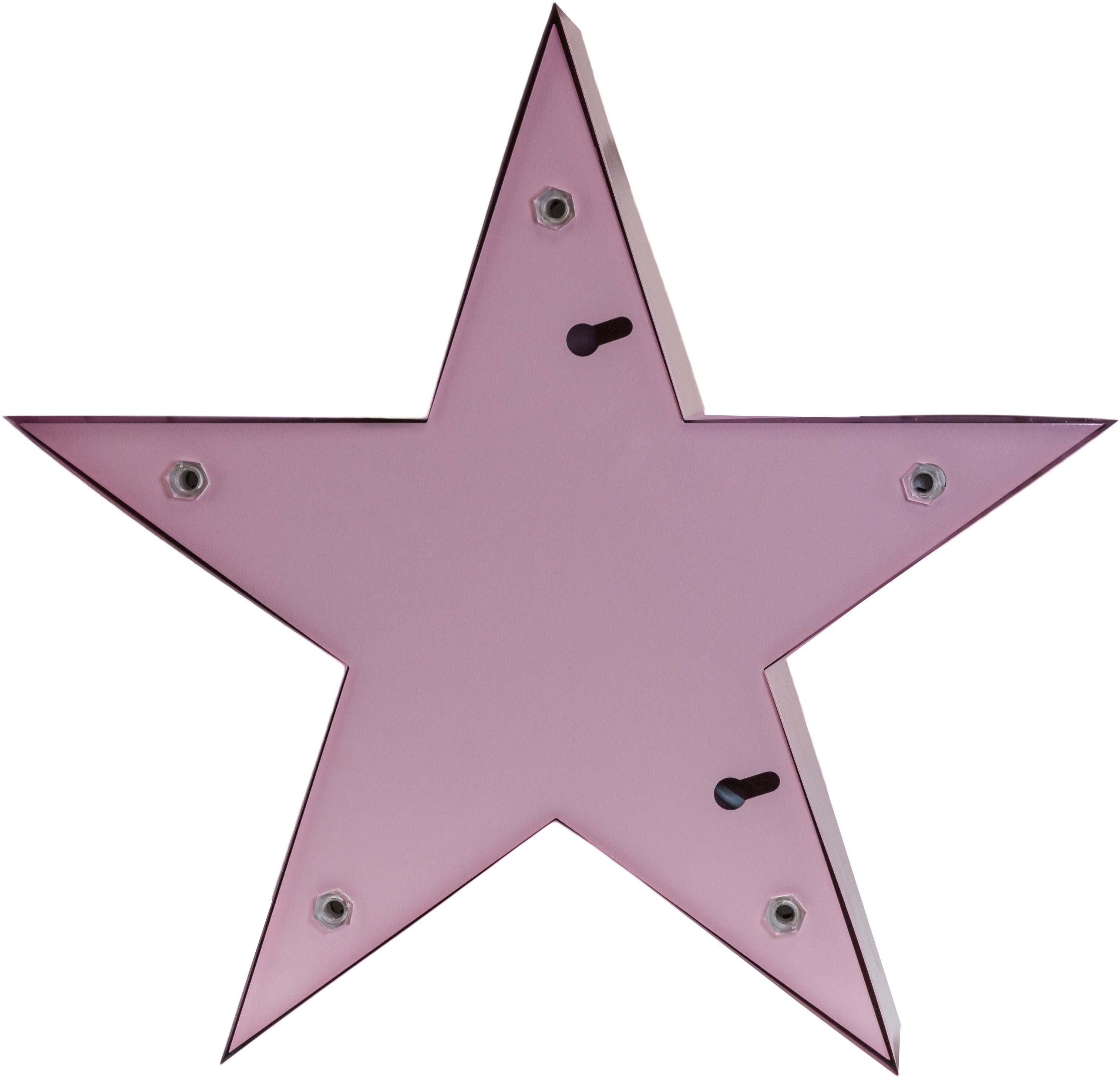 (exkl)- 10 E14 Warmweiß, Wandlampe, Star Dekolicht cm MARQUEE ohne pink LIGHTS Star, 38x38 Tischlampe Leuchtmittel, LED Lichtquellen