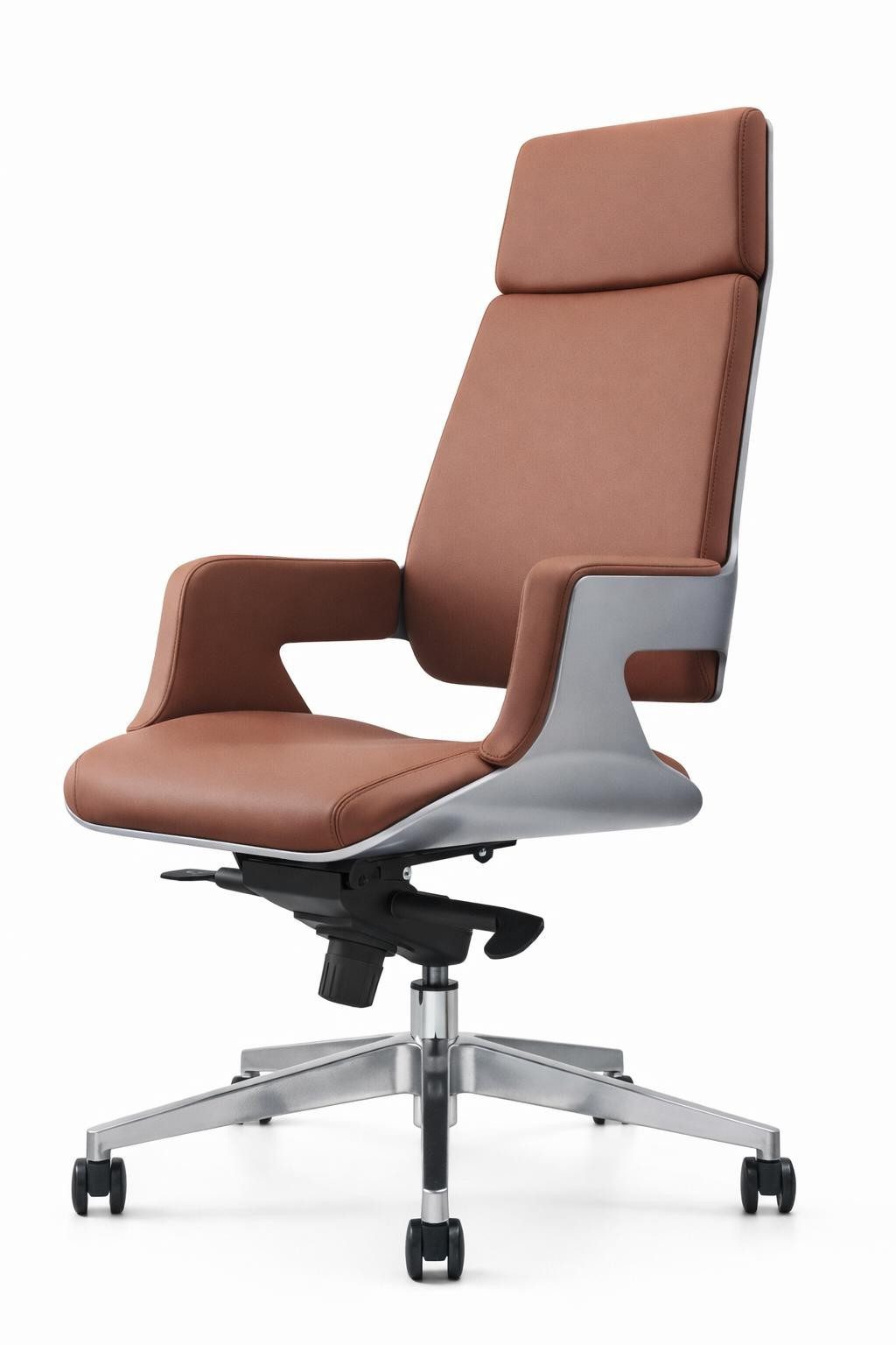 Xlmoebel Chefsessel Moderner Chefsessel in Braun mit Lederbezug und Armlehnen, Made in Europa