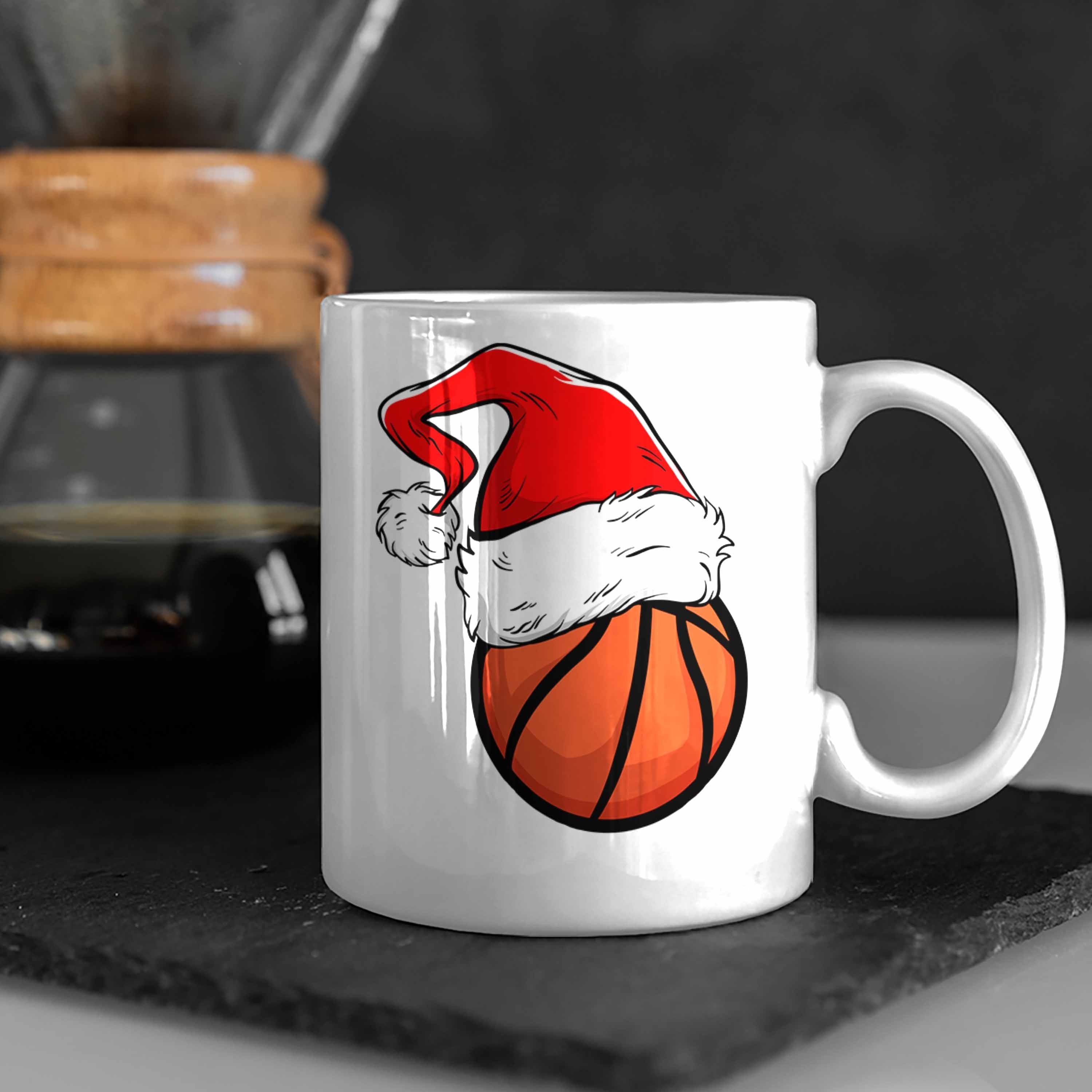 Trendation Tasse Basketball - Weiss Weihnachten Trendation Basketballspieler Tasse Geschenk Geschenkidee