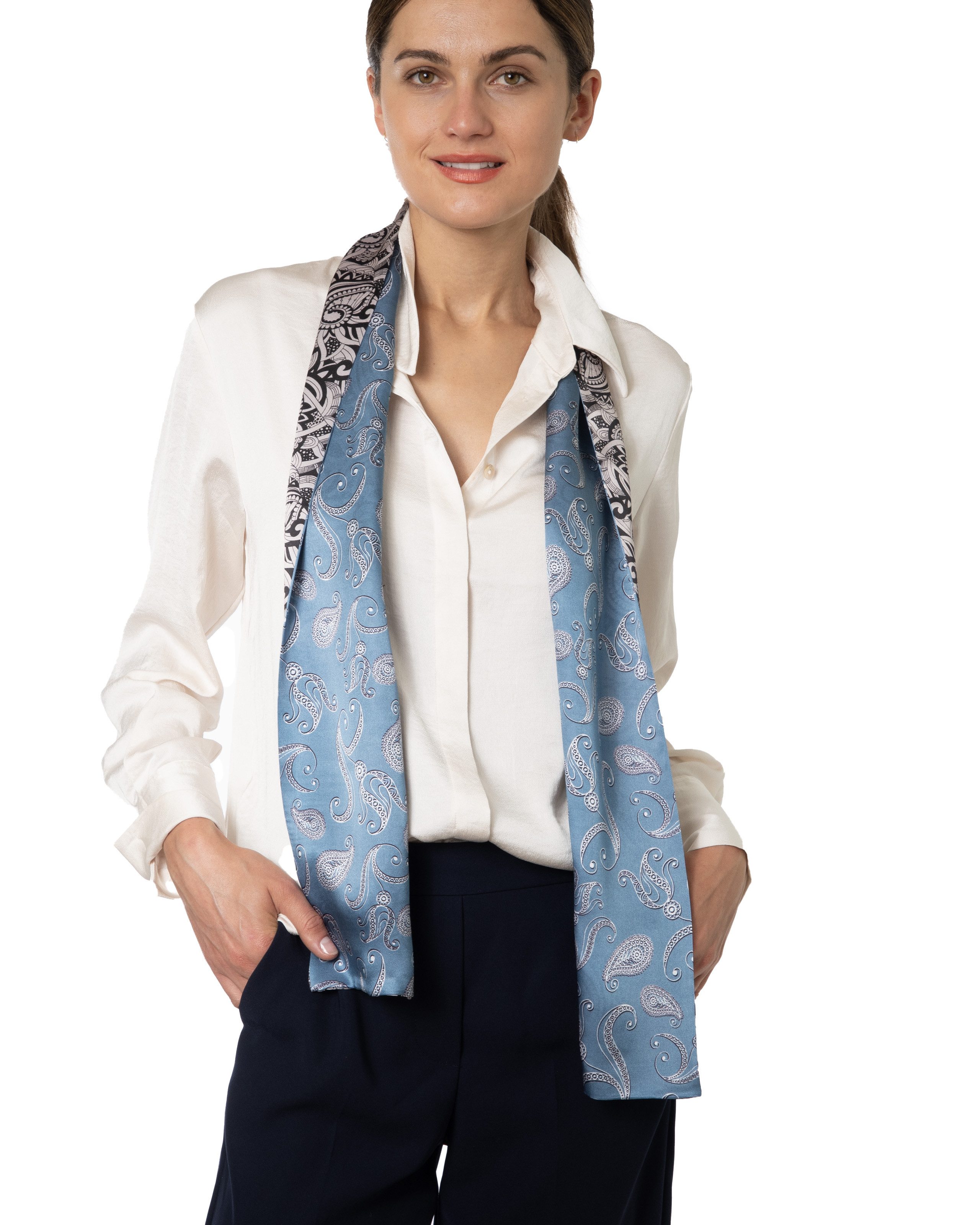 MayTree Seidentuch schmal beidseitig, Paisley, blau günstig online kaufen