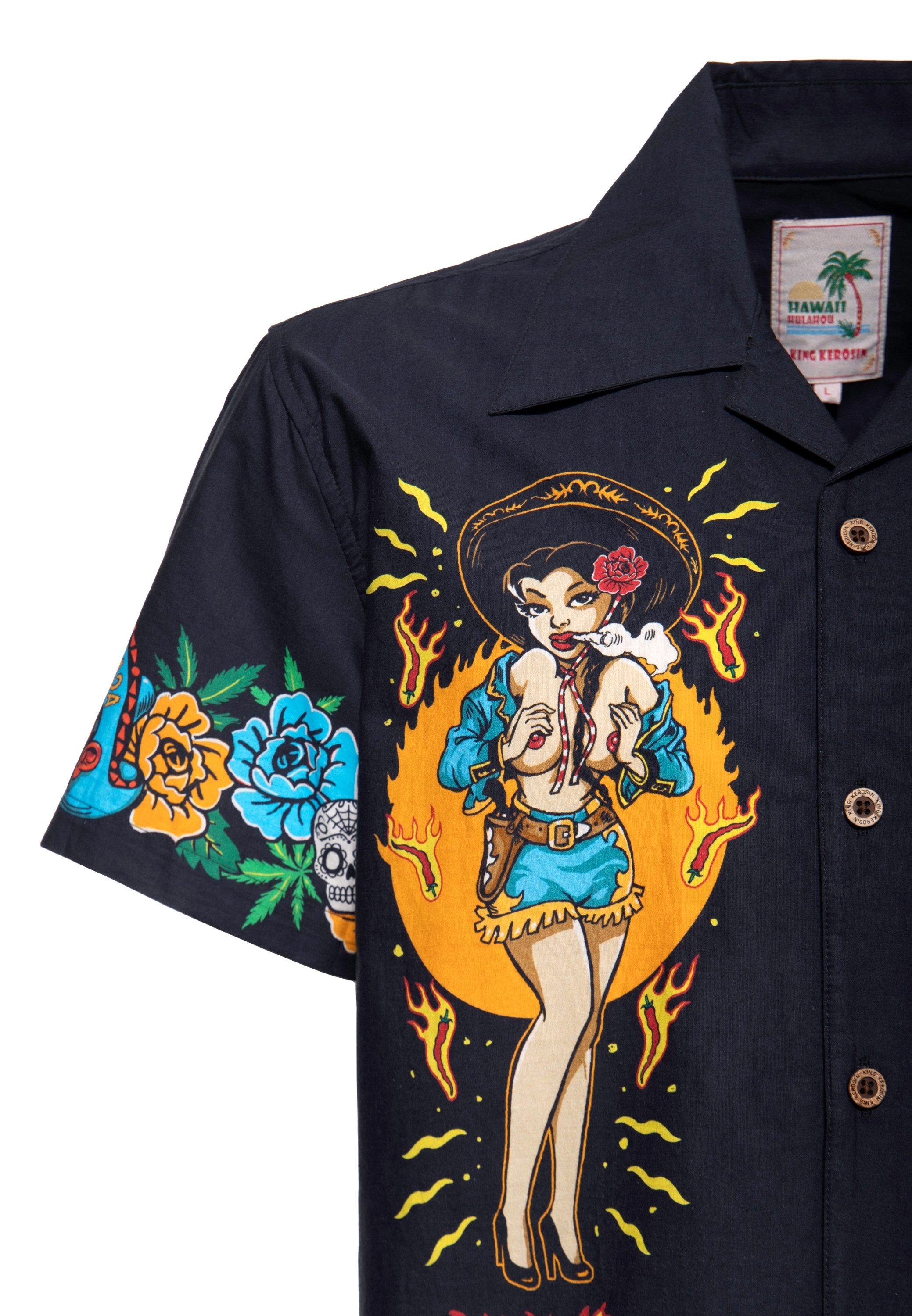 KingKerosin Kurzarmhemd Acapulco Gold mit auffälligem Artwort-Print – Bild 4 von 5