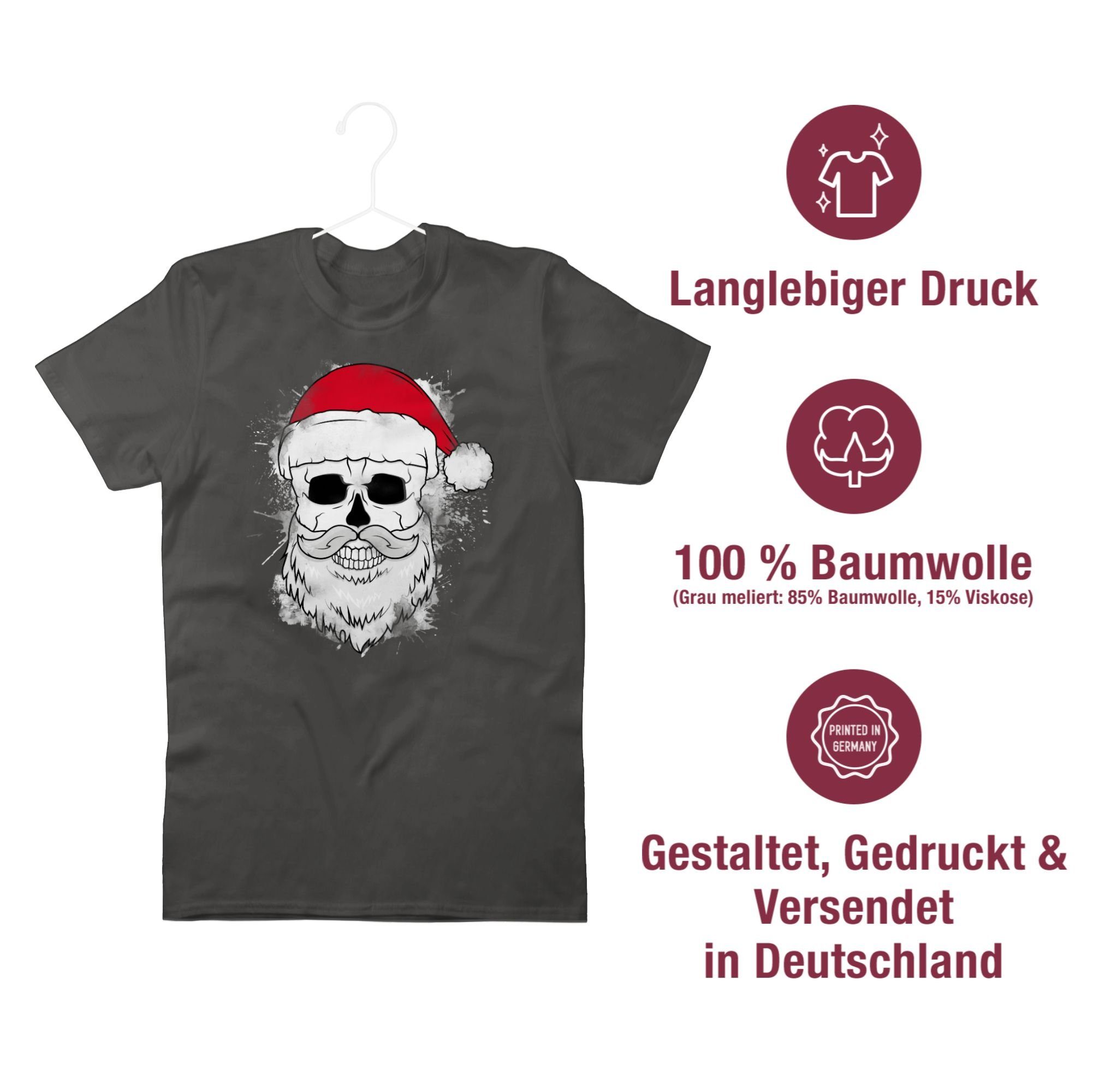mit Totenkopf Shirtracer Kleidung 3 Bart Weihnachtsmütze Dunkelgrau Weihachten und T-Shirt
