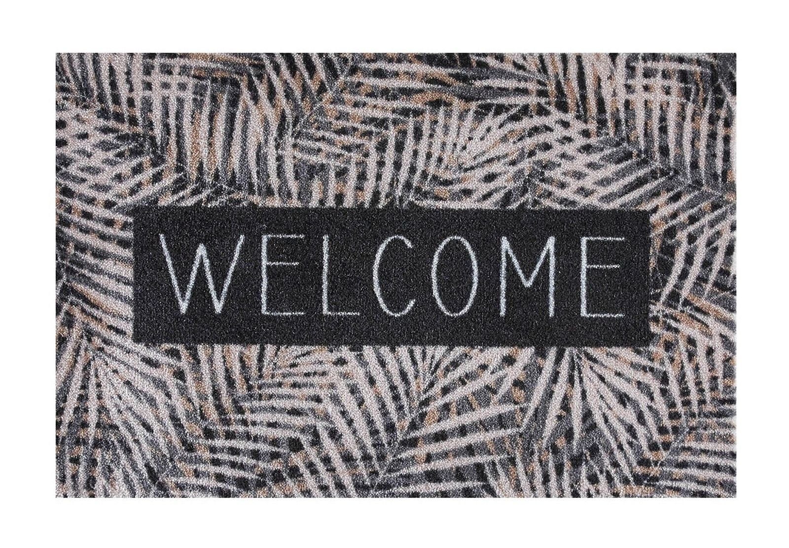 Fußmatte MD Entree Ambiance Eingangsmatte - Teppichmatte - Küchenteppich, MD Entree, rechteckig, Höhe: 8 mm, bei 30° waschbar, anti-rutsch, 50 x 75 cm, Welcome Leaves, beige