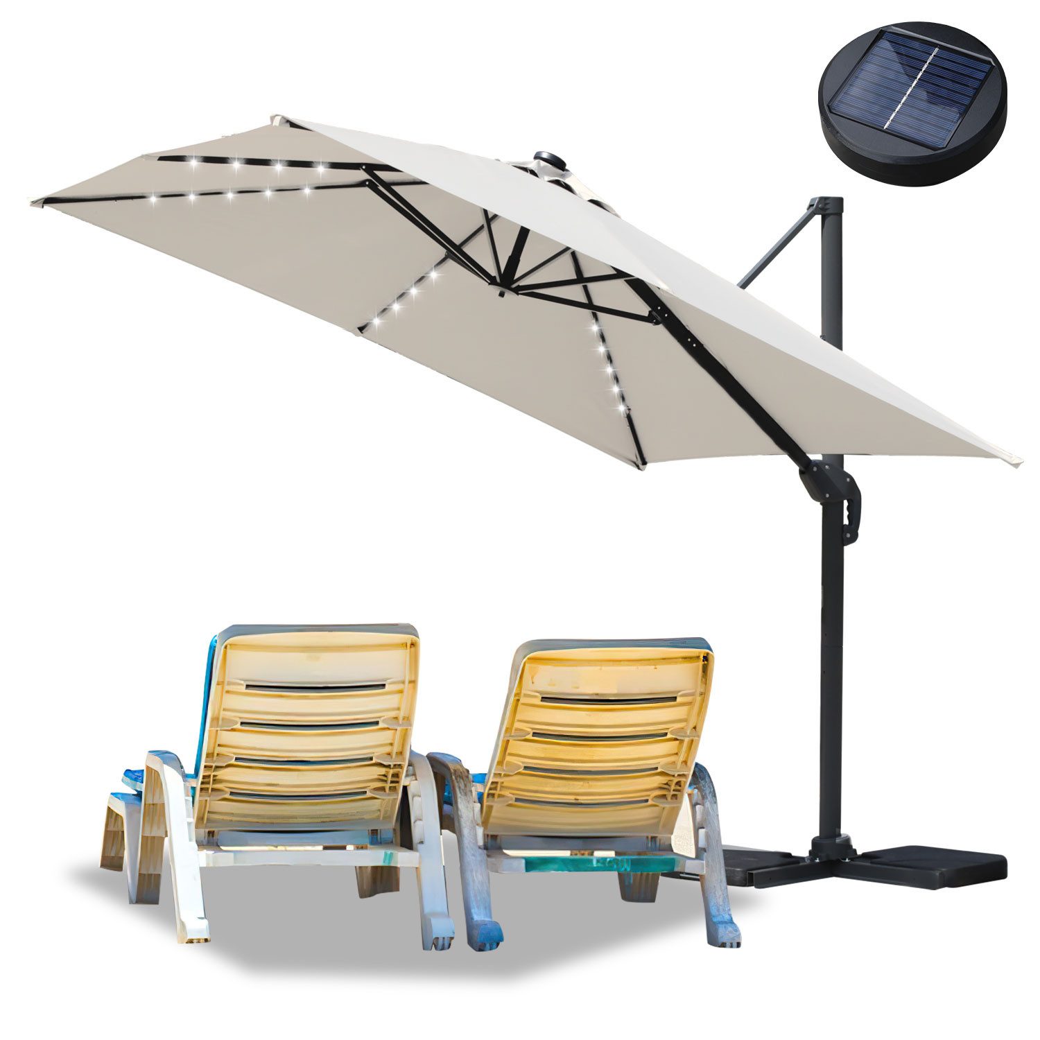 Clanmacy Sonnenschirm Sonnenschirm mit LED Beleuchtung günstig online kaufen