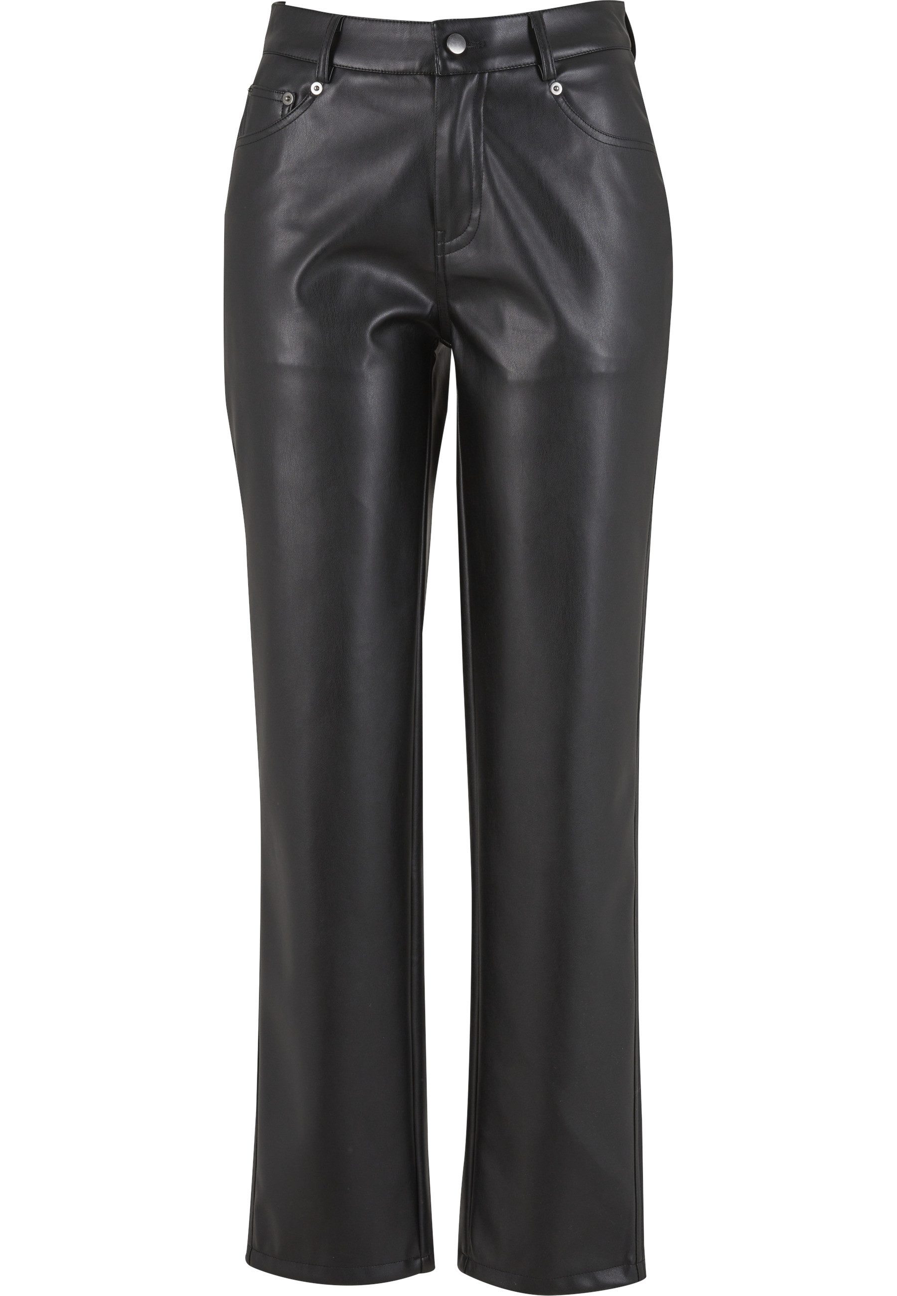 URBAN CLASSICS Stoffhose Urban Classics Ladies Straight Leg Synthetic Leather Pants (1-tlg)