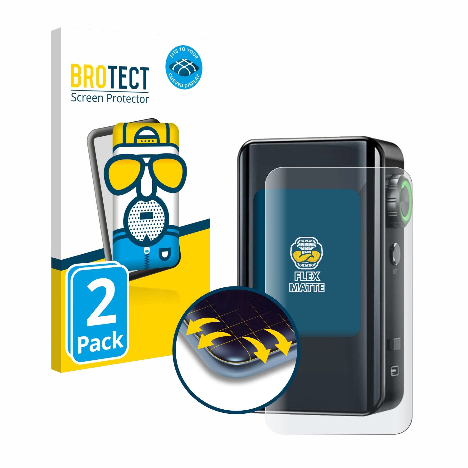 BROTECT Displayschutzfolie Fullscreen Schutzfolie für Lost Vape Centaurus Bt200, 2 Stück, Displayschutz Folie Fullcover Matt Entspiegelungsfolie
