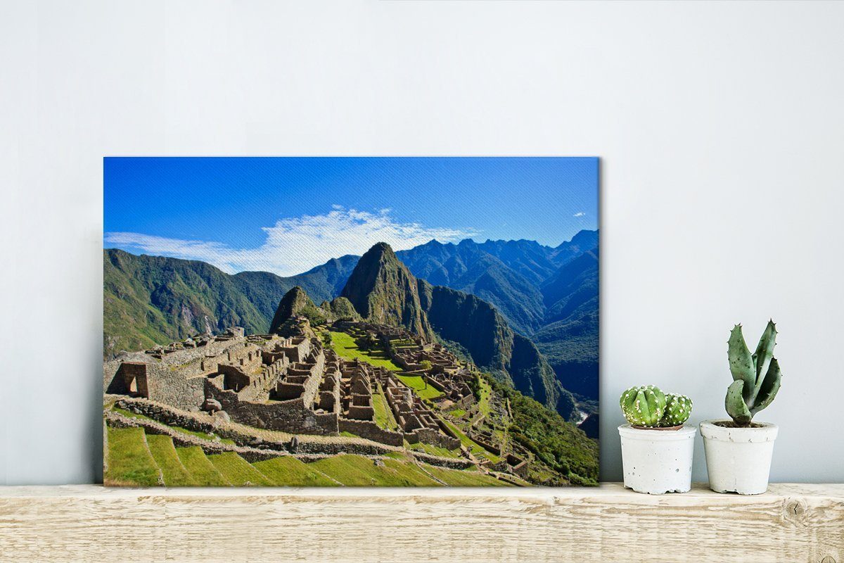 OneMillionCanvasses® Leinwandbild Machu Picchu in (1 Peru, leuchtenden Farben, Leinwandbilder, cm Wanddeko, Wandbild 30x20 Aufhängefertig, St)
