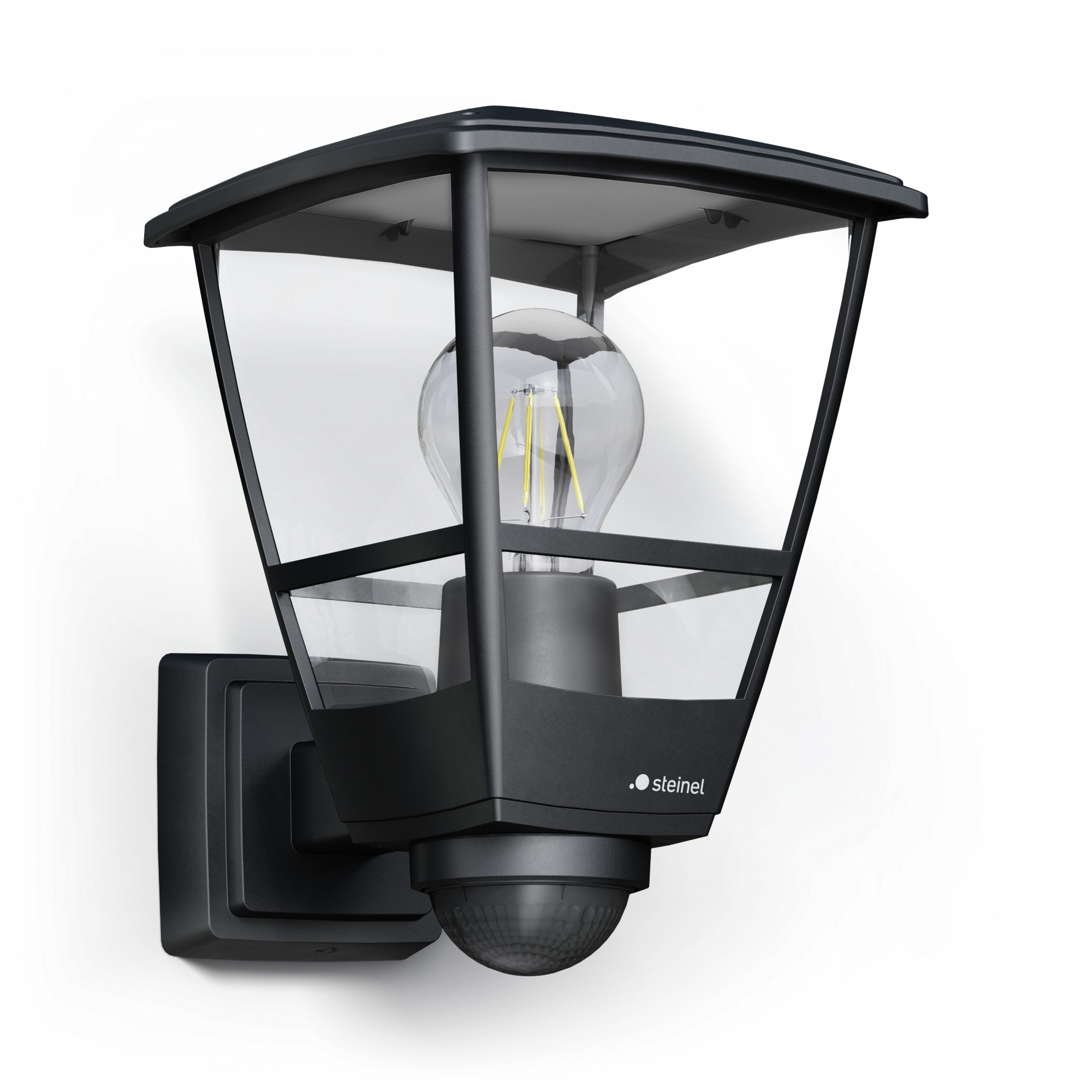 steinel Außen-Wandleuchte L 10, ohne Leuchtmittel, Bewegungsmelder, Wandlampe, LED, E25, 15W, schwarz