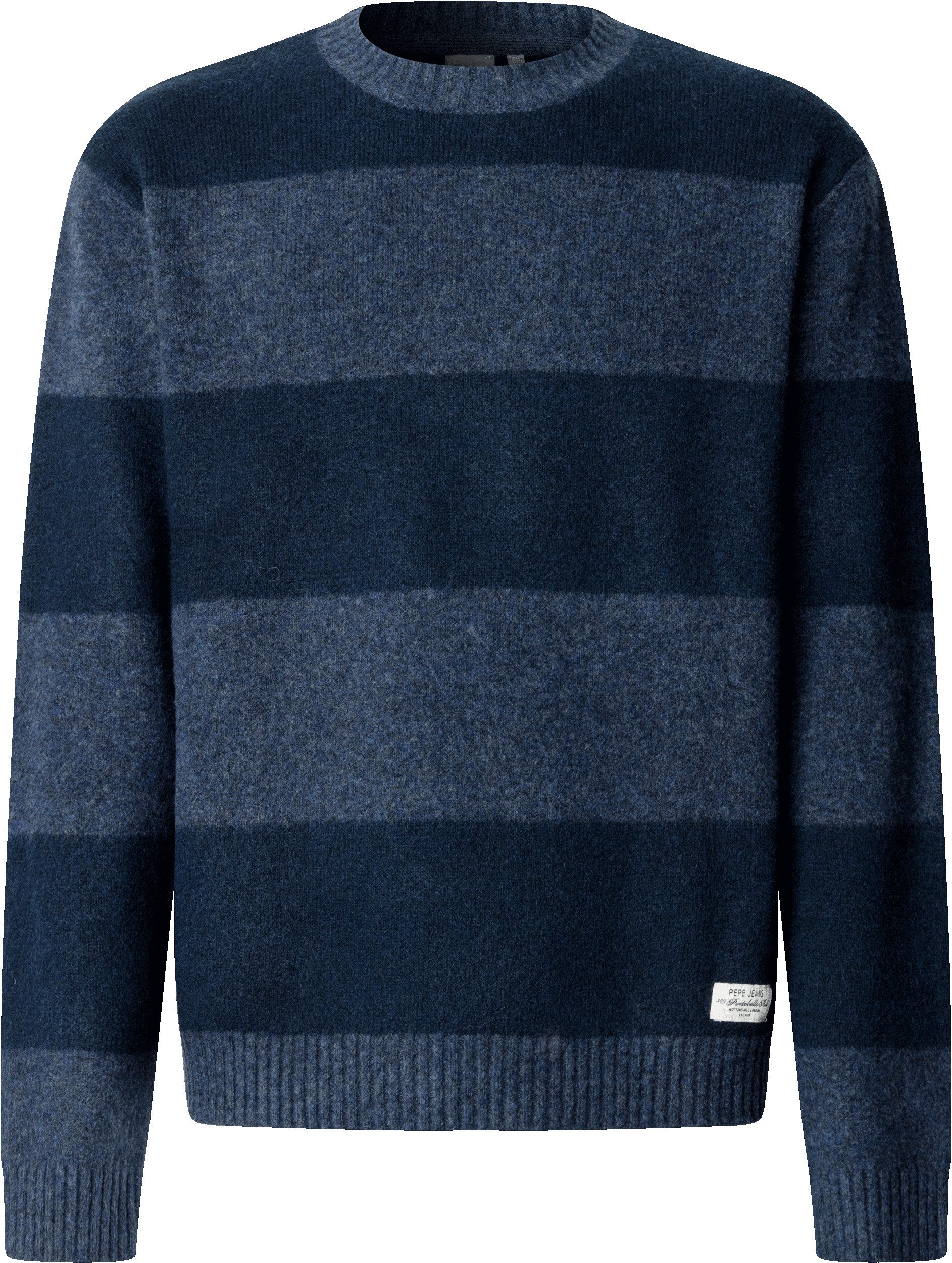Pepe Jeans Strickpullover DEACON STRIPES mit Streifenstruktur, Label-Aufnäher