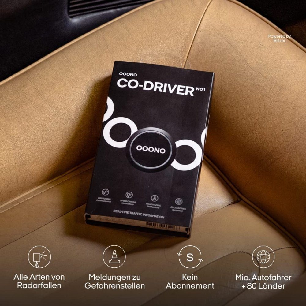 OOONO CO-Driver NO1 - Verkehrsalarm - schwarz Verkehrsalarm
