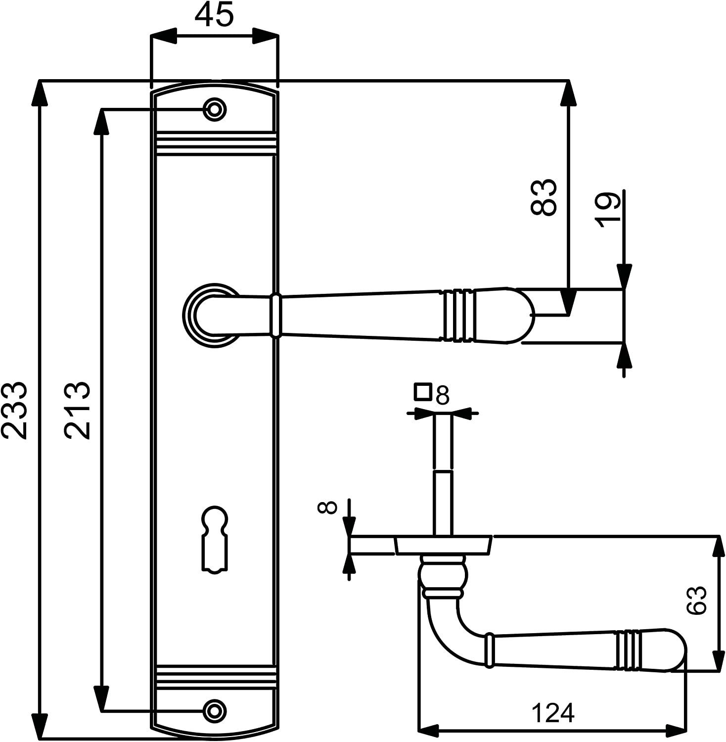 Alpertec Türbeschlag Türbeschlag 4er Set, Messing für 3 x Zimmertüren und 1 x Bad/WC Türe (4 St., Sparset), Messing, Renovierung