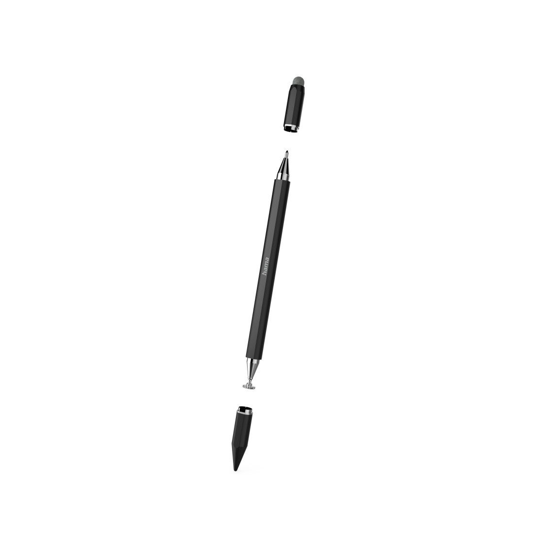 Hama Eingabestift 4in1 Eingabestift Tablet Smartphone Disc Tip Schwarz 4in1 Funktion, Disc Tip, Mesh Spitze, Kugelschreiber, Metallgehäuse