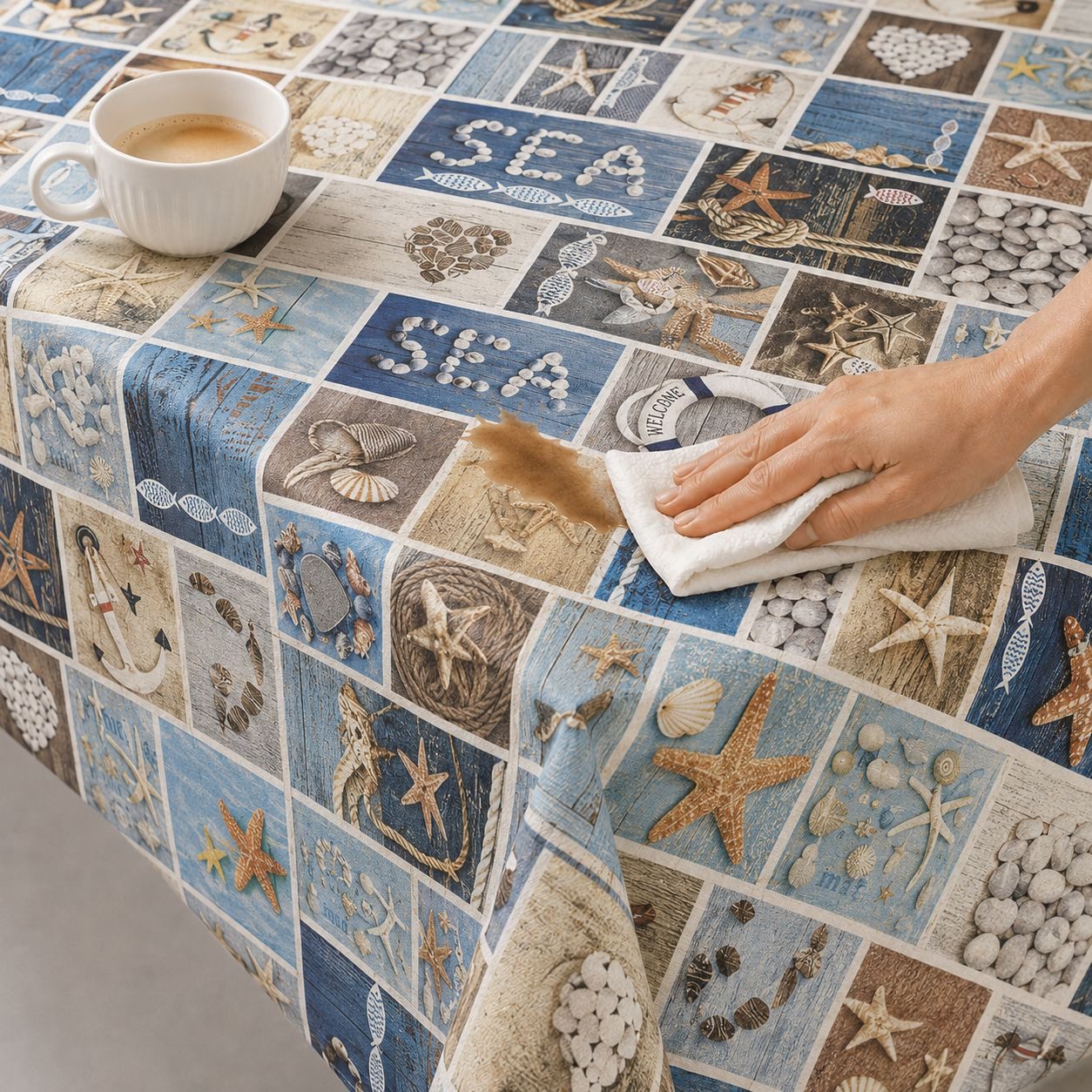 texpot Tischdecke Wachstuch Anker Maritim Meer abwischbar Wachstuchtischdecke (1-tlg)