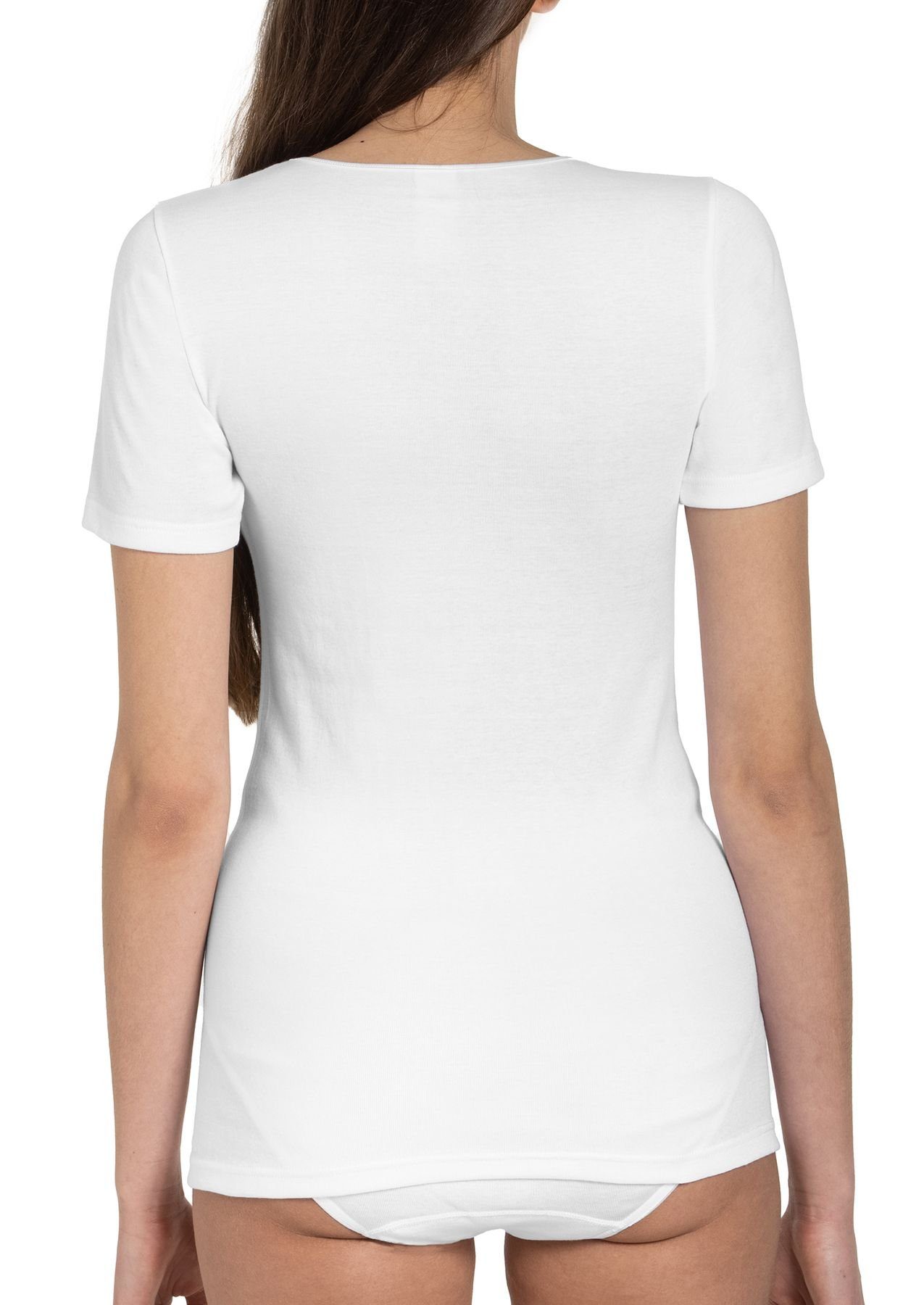 Passform, Optimale Damen Unterhemd Shirt pflegeleicht, 5-St., 1919 5er 66501620-weiss formbeständig, (Packung, Pack) Bodywear hautfreundlich HAASIS