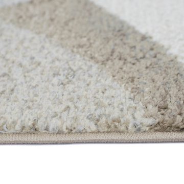 Teppich Moderner Teppich mit geometrischen Muster grau beige, TeppichHome24, rechteckig