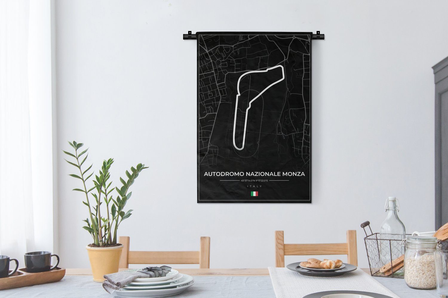 MuchoWow Wanddekoobjekt Rennsport - - für Italien Nazionale Autodromo - Schlafzimmer, - Kinderzimmer Kleid, F1 Wandbehang, Wohnzimmer, -, Monza Rennstrecke Wanddeko