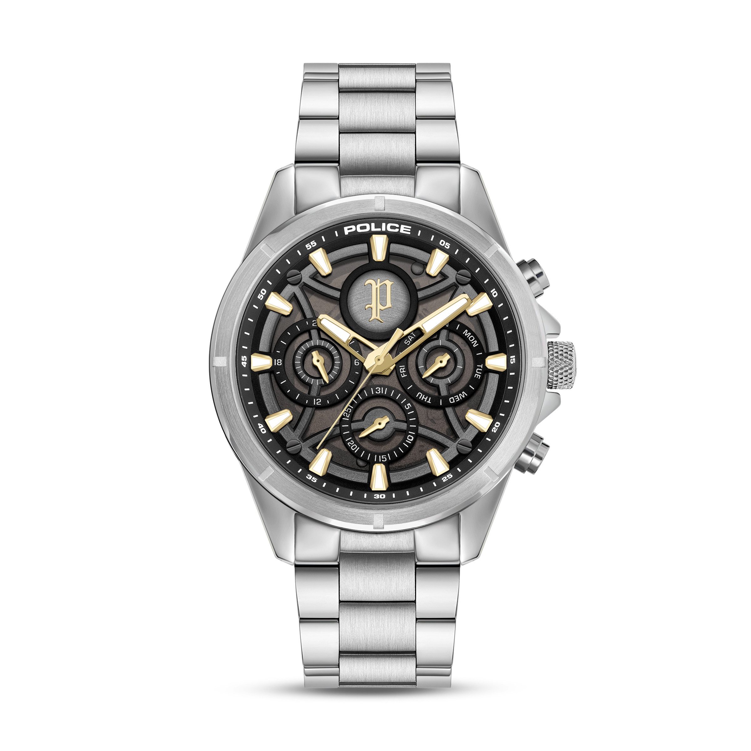 Police Quarzuhr Defender PEWJK2227814M-SET, (Set, 2-tlg., mit Armband), Armbanduhr, Herrenuhr, Edelstahlarmband, Ideal auch als Geschenk