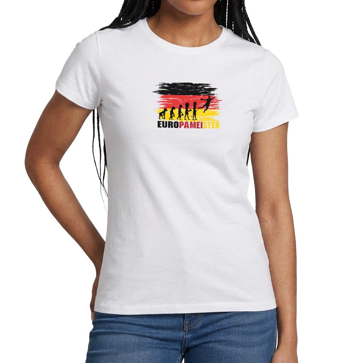 Spreadshirt T-Shirt Evolution Handball Europameister Deutschland Frauen T-Shirt (1-tlg)