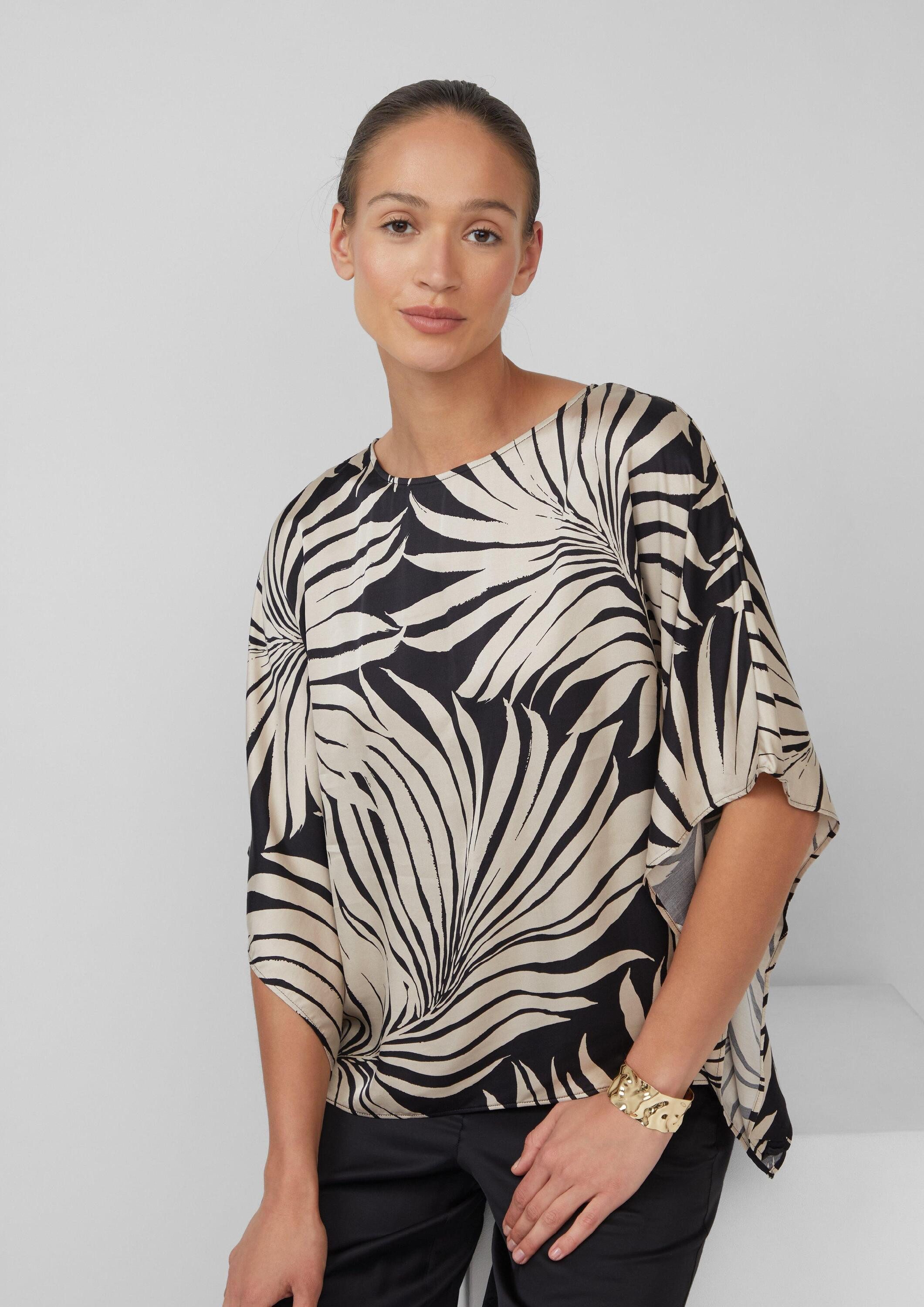 s.Oliver Poncho Bluse Fließende Poncho-Bluse aus Satin (1-St)
