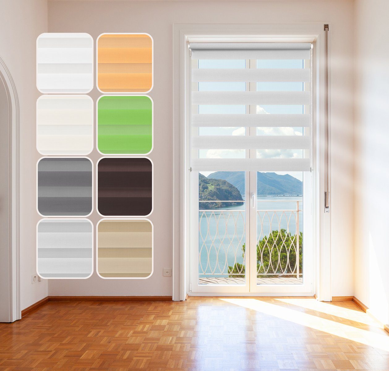 Doppelrollo "NOA", Duo-Rollo, DomDeco, Klemm- oder Schraubmontage, Klemmbar, Kettenzug, ohne Bohren, Sicht- und Blendschutz