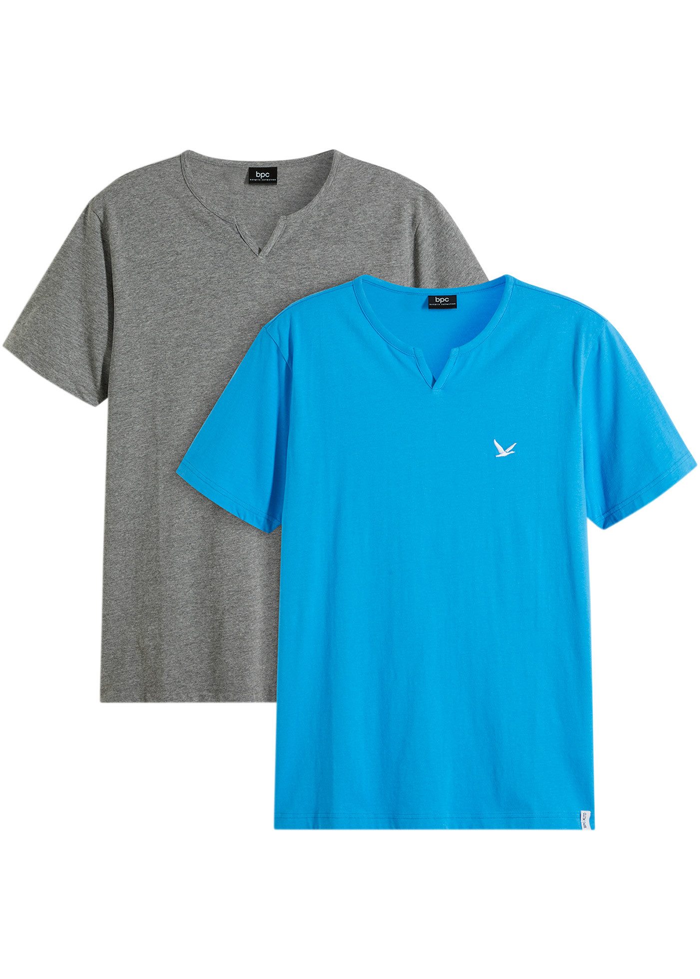 bonprix T-Shirt (Packung, 2-tlg., 2) bequemer regular fit, Kurzarm-Design, V-Ausschnitt