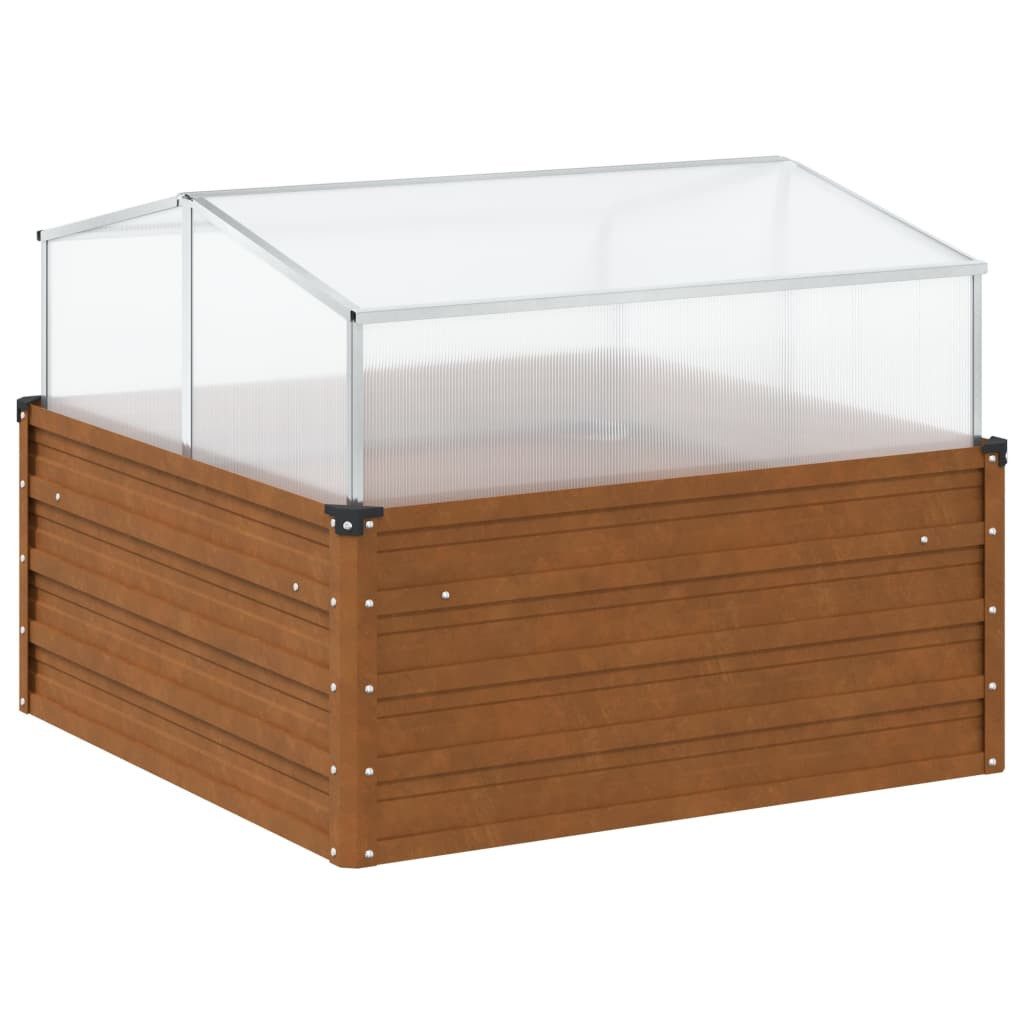 vidaXL Gewächshaus Gewächshaus Hochbeet Gartenpflanzer mit Gewächshaus Verzinkter Stahl 1