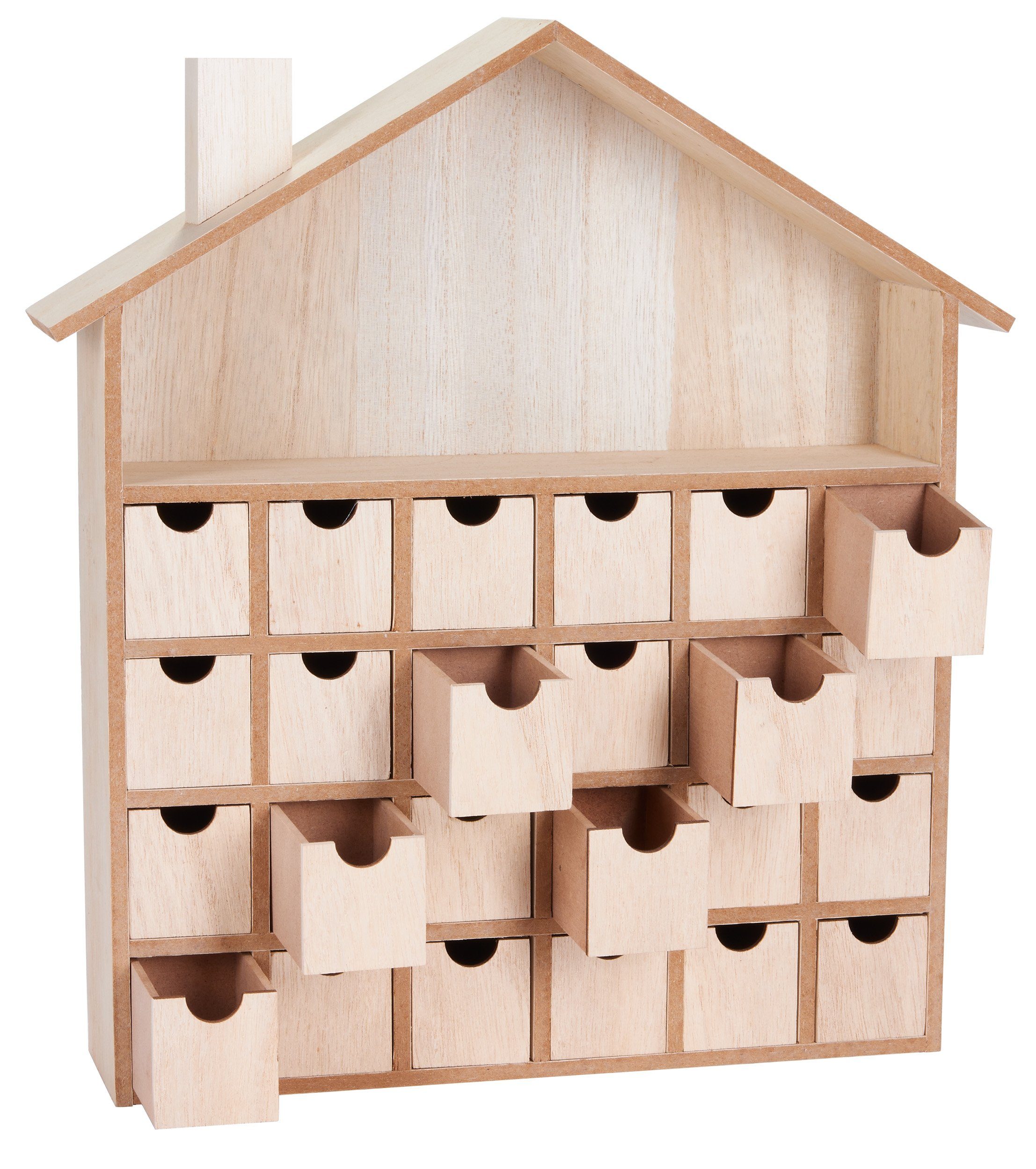 BRUBAKER befüllbarer Adventskalender DIY Weihnachtskalender zum Bemalen und Befüllen - Blanko 33,3 cm hoch (1-tlg), Holz Kalender - Weihnachtshaus zum Selbstgestalten