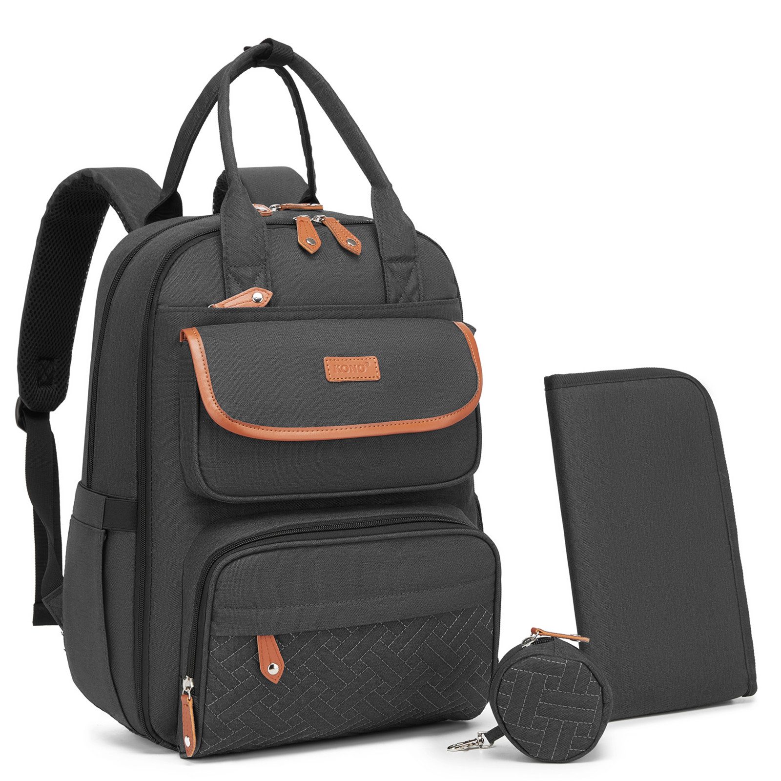 KONO Wickelrucksack, Multifunktionaler Babyrucksack mit Laptopfach