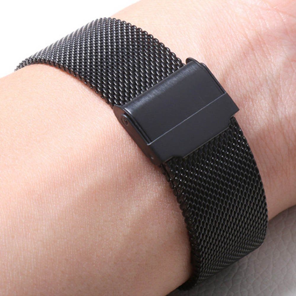 Schwarz Uhr. Uhrenarmband,Mesh-Edelstahl,Interlock-Sicherheitsverschluss, traditionelle 18/20/22mm Watch Schnellverschluss,für oder Sunicol Smart Uhrenarmband