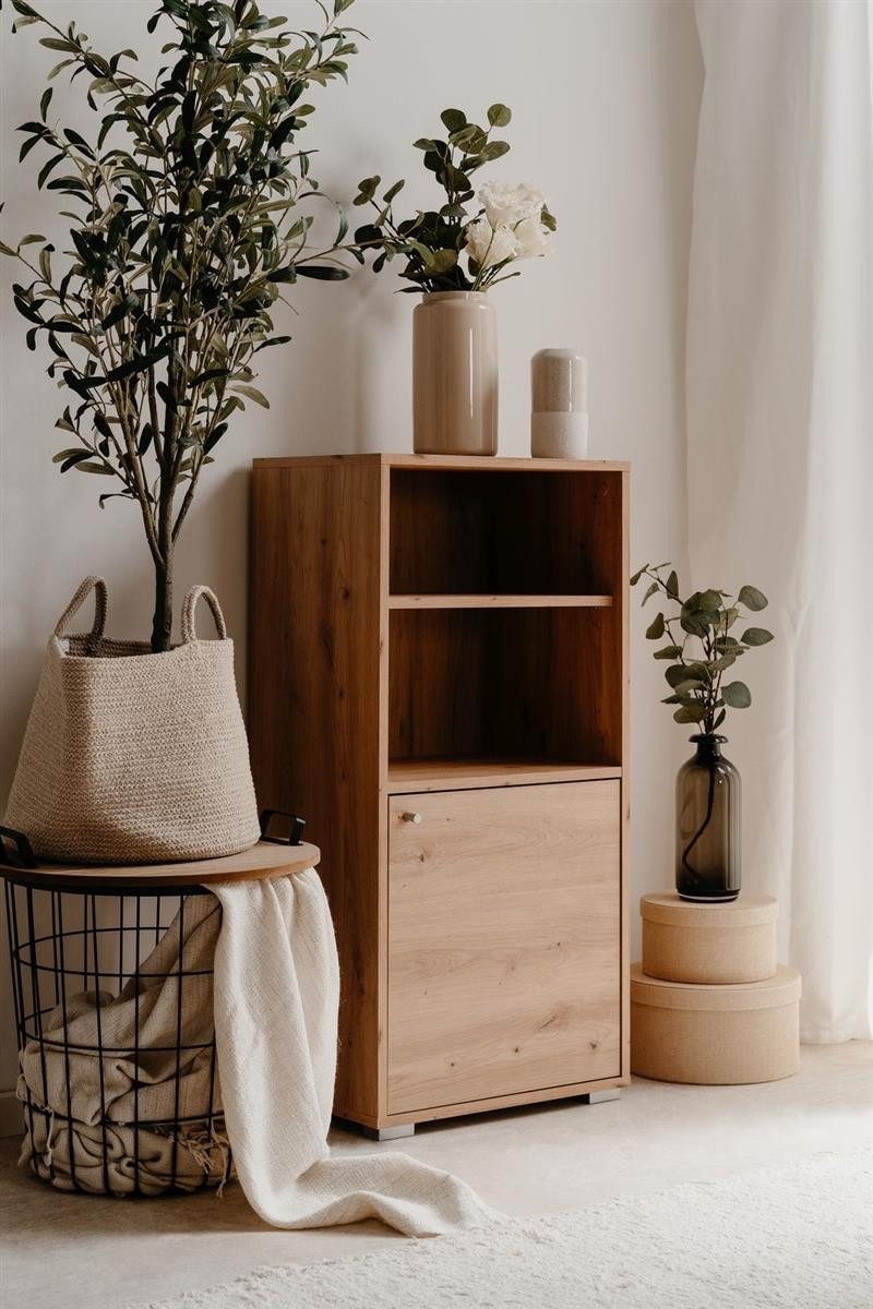 möbelvita Standregal Regal Stockholm 20C in Artisan Oak - mit 2 Fächern und 1 Tür