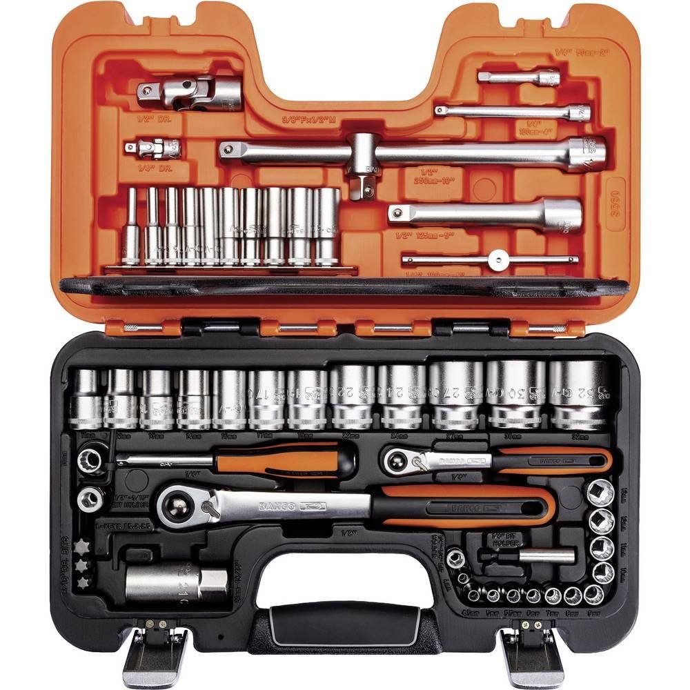 BAHCO Steckschlüssel Steckschlüssel-Satz 1/4″ + 1/2″ 56tlg S560