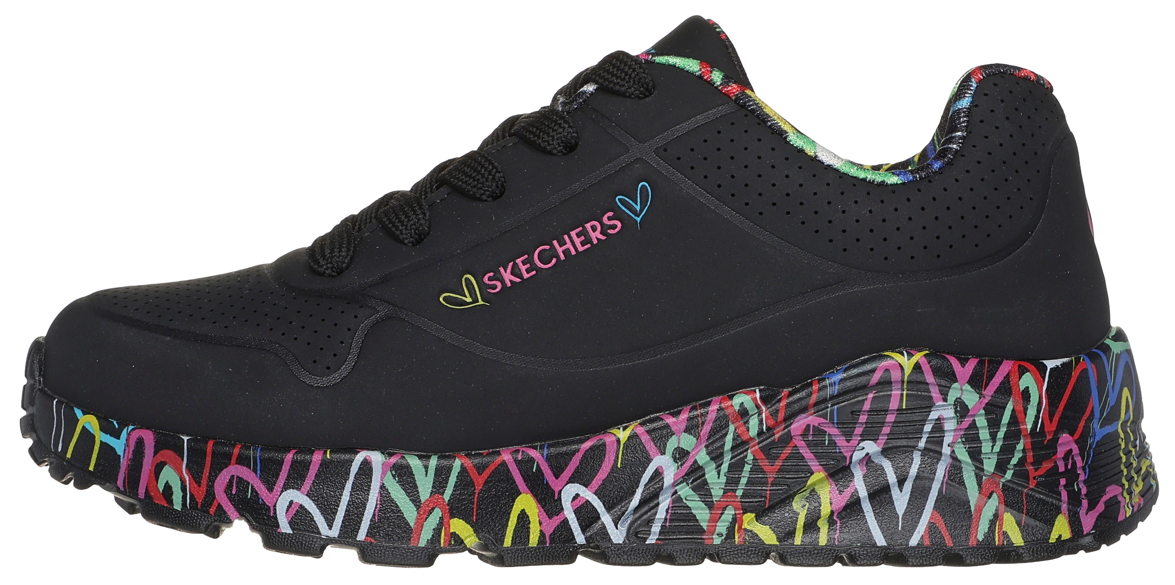 Skechers UNO LITE-LOVELY LUV Sneaker, Schnürschuh mit bedruckter Sohle, Größenschablone zum Download