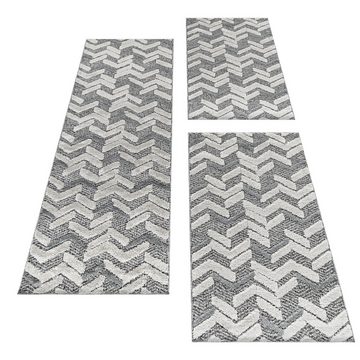 Teppich Berber-Design, Teppium, Rechteckig, Höhe: 25 mm, Schlafzimmer Teppich Bettumrandung Läufer Set 3 teilig Grau-4