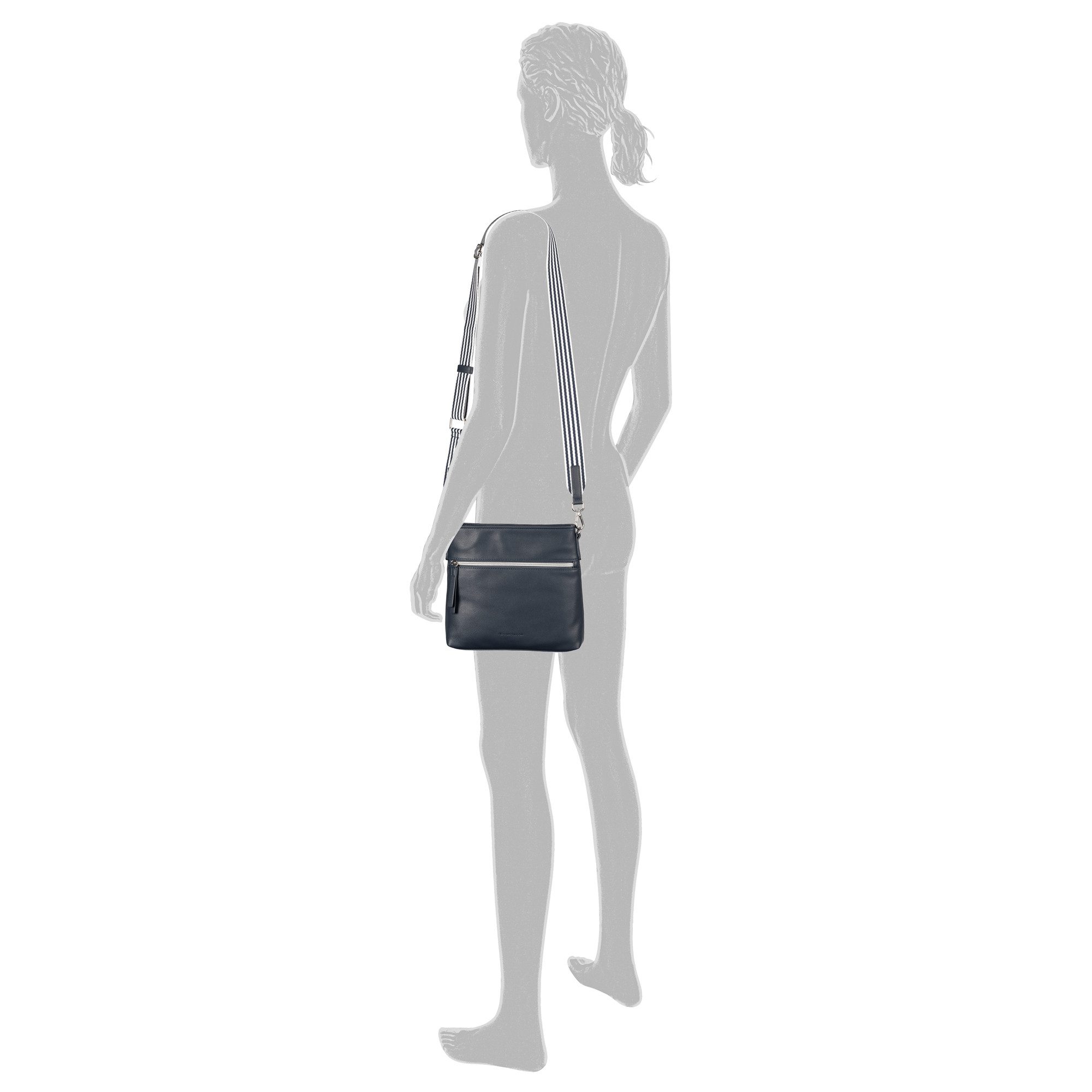 TOM TAILOR Umhängetasche Orla Stripe, aus softem Kunstleder in modernem Look mit sommerlichem Stoffgurt