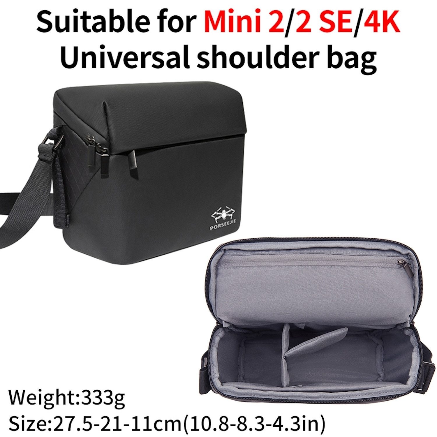 Wigento Für DJI Mini 4K / Mini 2 SE / Mini 2 Wasserdichte Schultertasche Case Zubehör Drohne – Bild 2 von 5