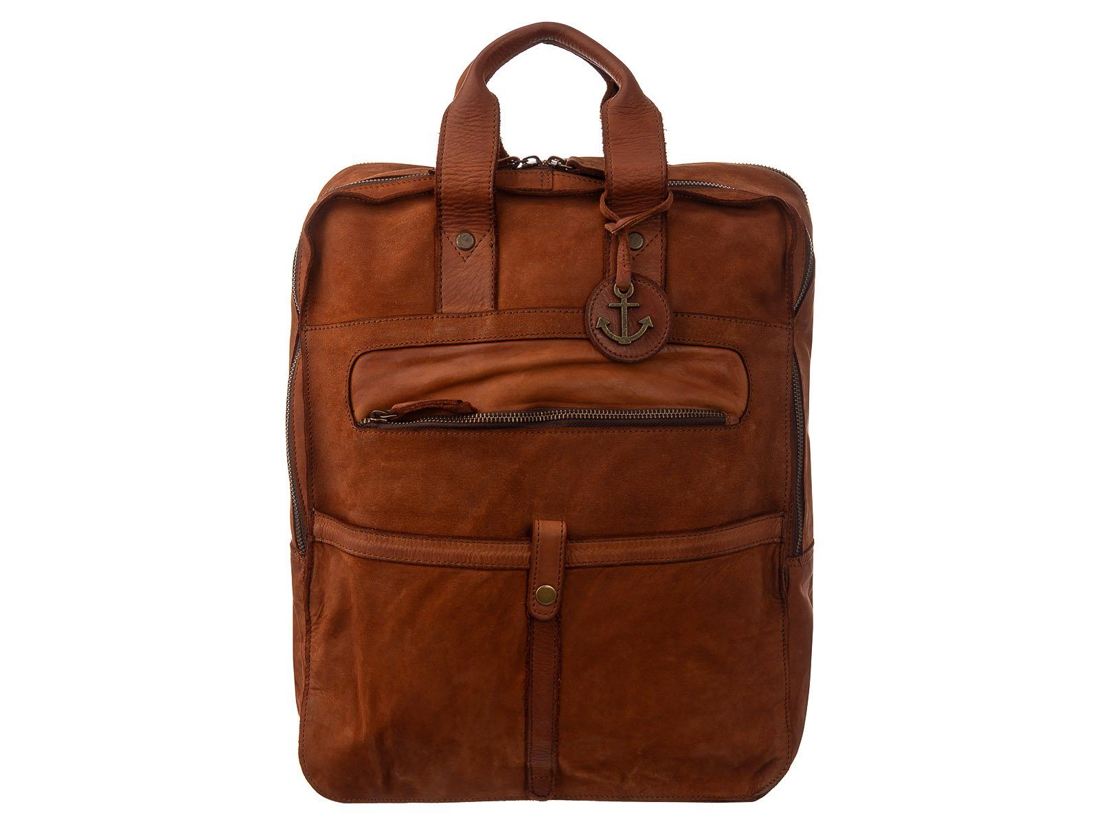 Cityrucksack Jonas HARBOUR Cool Casual 2nd Leder Backpack-Style Cognac Laptoptrucksack,