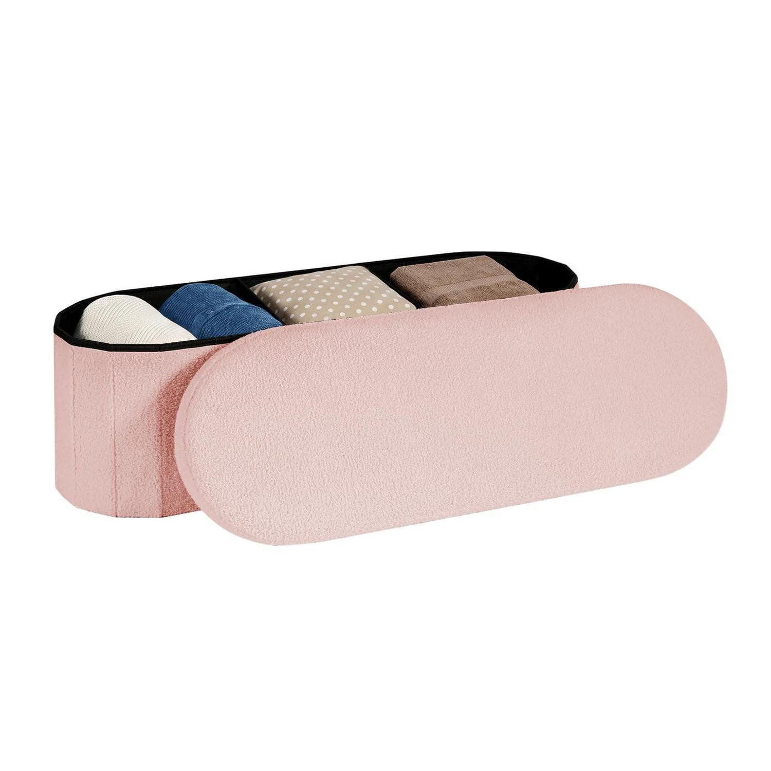 LuxusKollektion Bettbank Sitzbank mit Stauraum Oval Rosa 110x38x38cm (1-St)