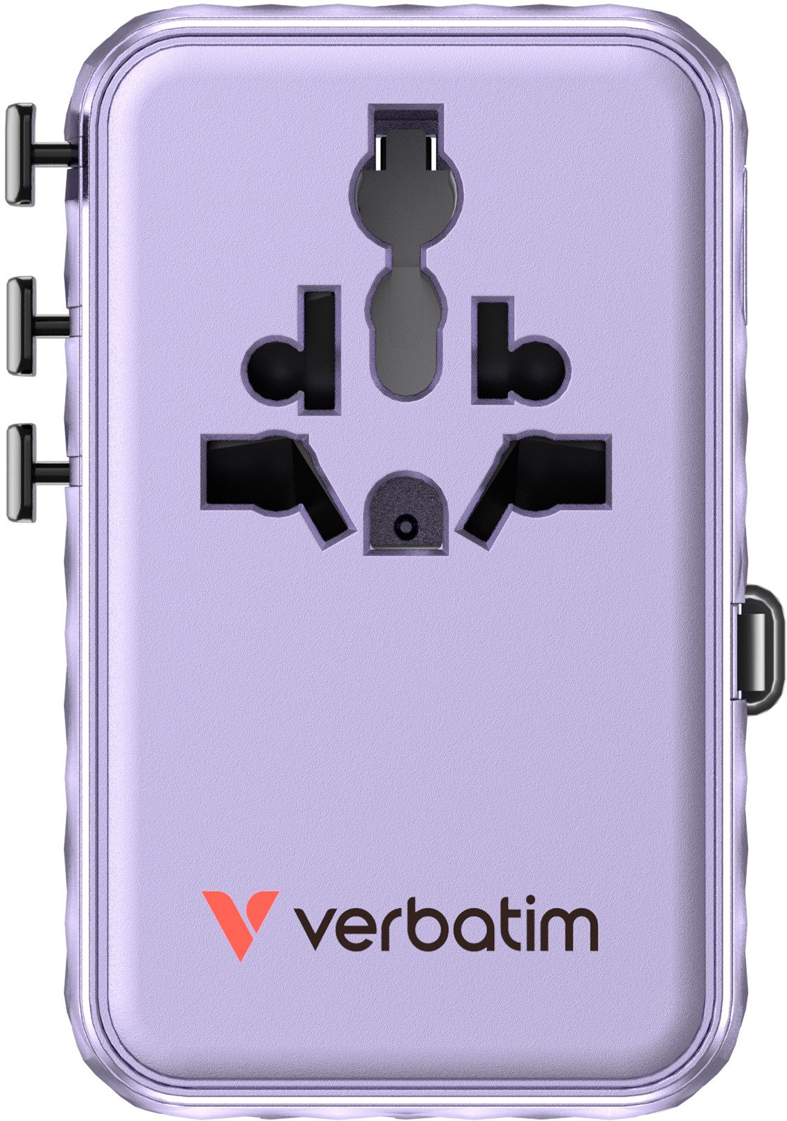 Verbatim Charge 'n' Travel Adapter - 100W GaN USB-C Kabel, rosa Reiseadapter EU-Stecker, Australien-Stecker, US/Japan-Stecker, USB-C zu AC-Steckdose, USB-A, USB-C, Integriertes, einziehbares USB-C-Kabel