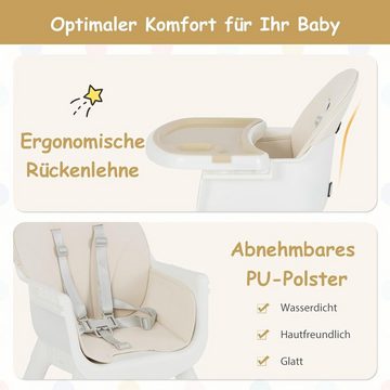 KOMFOTTEU Hochstuhl 6 in 1 Baby, 5-Punkt-Sicherheitsgurt, für 6-36 Monate Baby