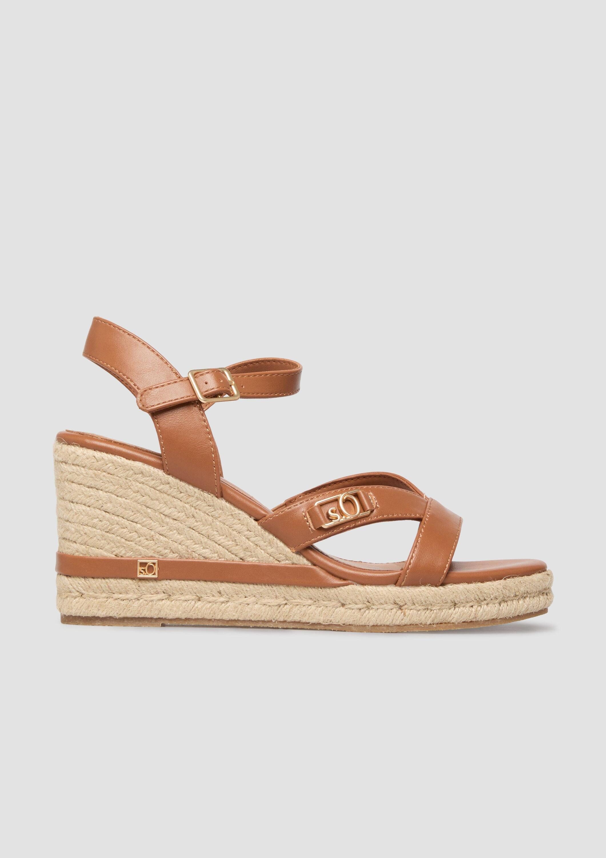 s.Oliver Sandalen Sandale Sandaletten mit Keilabsatz in Bast-Optik