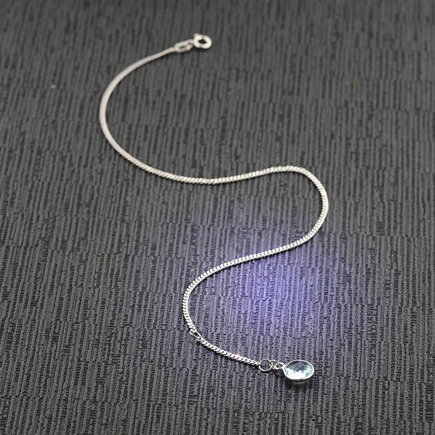 trendor Fußkette Fußkette 925 Sterlingsilber Mit Hellblauem Quarz