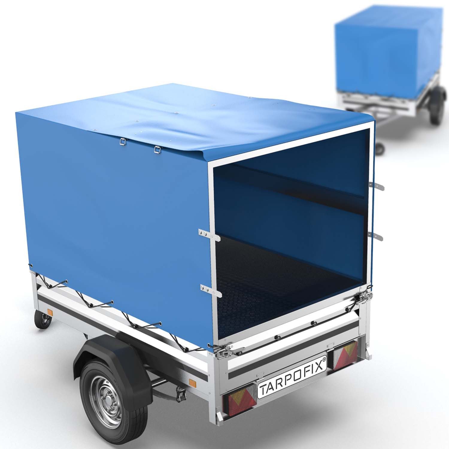Tarpofix® Schutzplane Anhänger Hochplane wasserdicht PVC Abdeckplane 750kg, Anhänger Hochplane 208x114x90 cm