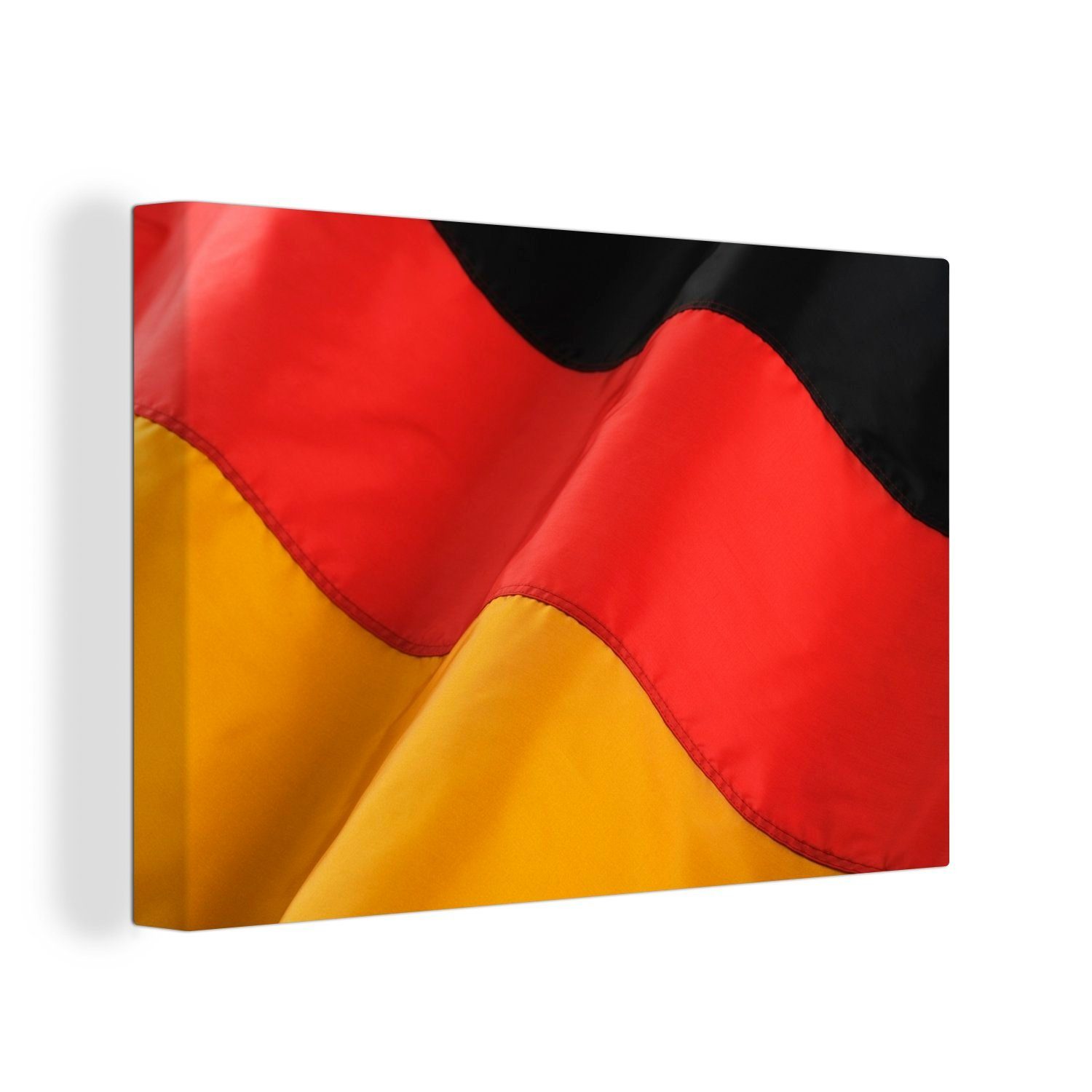 OneMillionCanvasses® Leinwandbild Gewellte deutsche Flagge, (1 St), Wandbild Leinwandbilder, Aufhängefertig, Wanddeko, 30x20 cm
