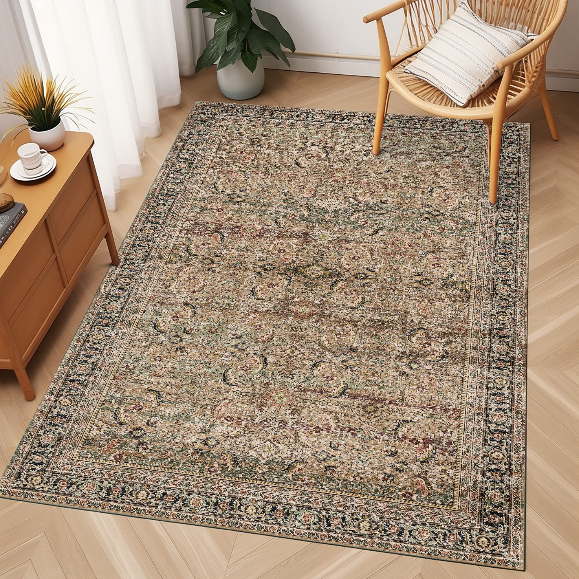 PURECOZY Teppich Wohnzimmerteppich, rutschfester Teppich, Retro-Stil, recht günstig online kaufen