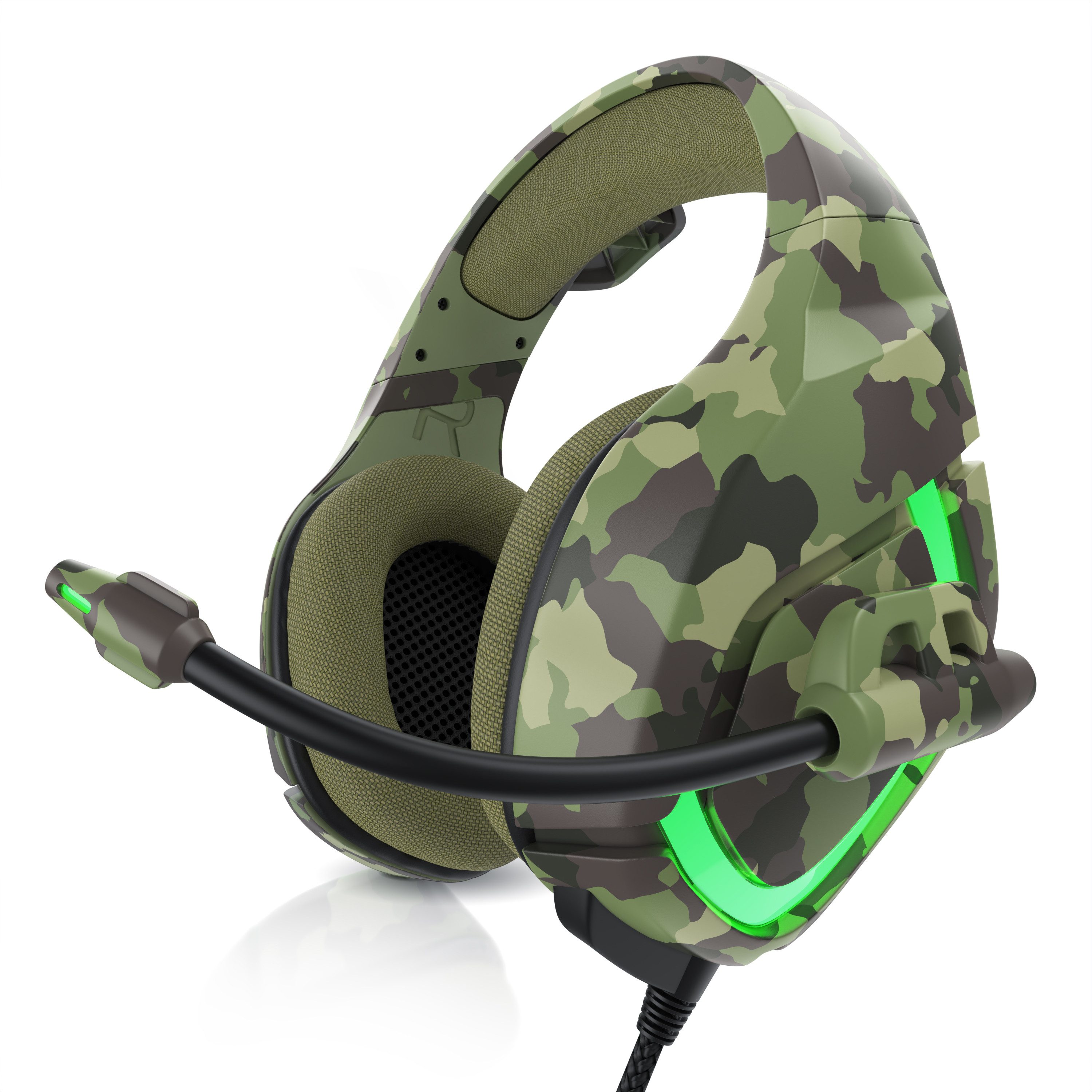 CSL USB "GHS-103" mit Mikrofon, Kopfhörer für PC, PS4 / 4 Pro Gaming-Headset (Gaming Headset kabelgebunden, Over-Ear Kopfhörer, Camouflage Design)