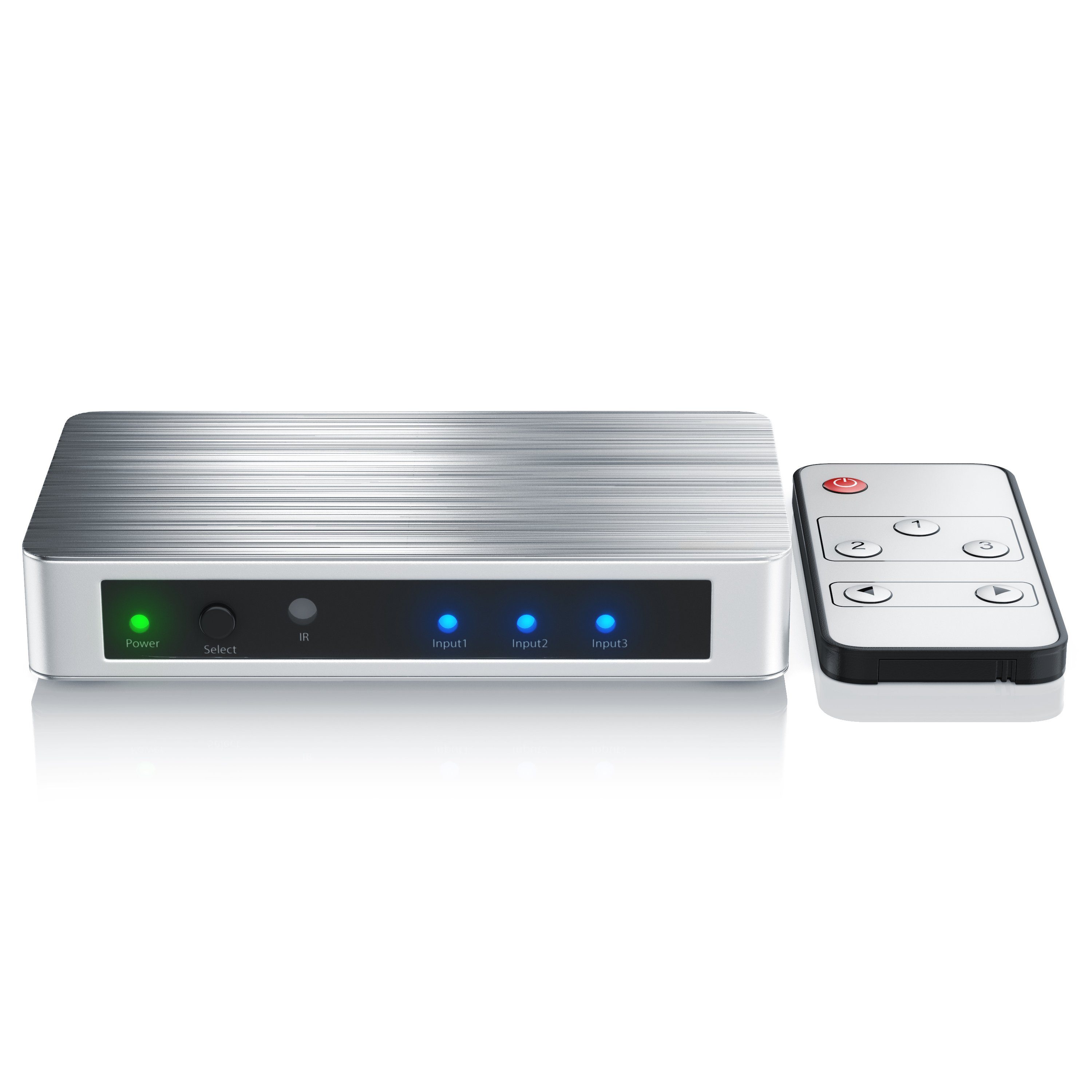 Primewire Audio / Video Matrix-Switch 3-Port 4k UHD HDMI Switch, Verteiler mit Fernbedienung & Netzteil, 3 Zuspieler an einem TV-Anschluss, für Konsole und Player