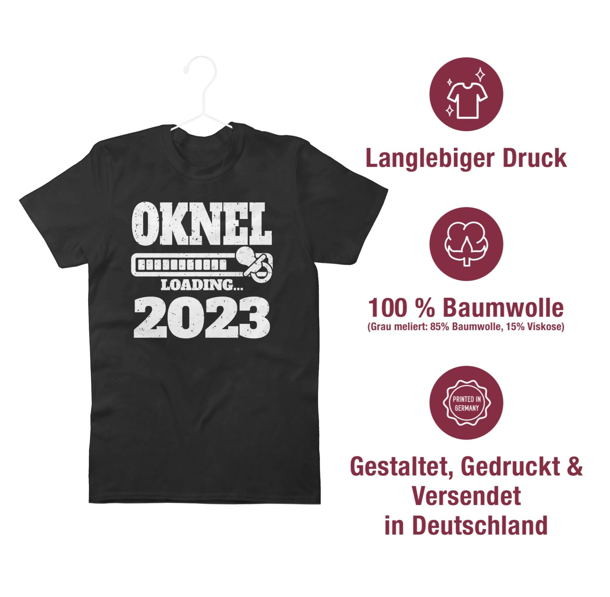 Geschenk Onkel Schnuller 2023 Onkel Bruder Shirtracer Schwarz mit T-Shirt 1 loading und